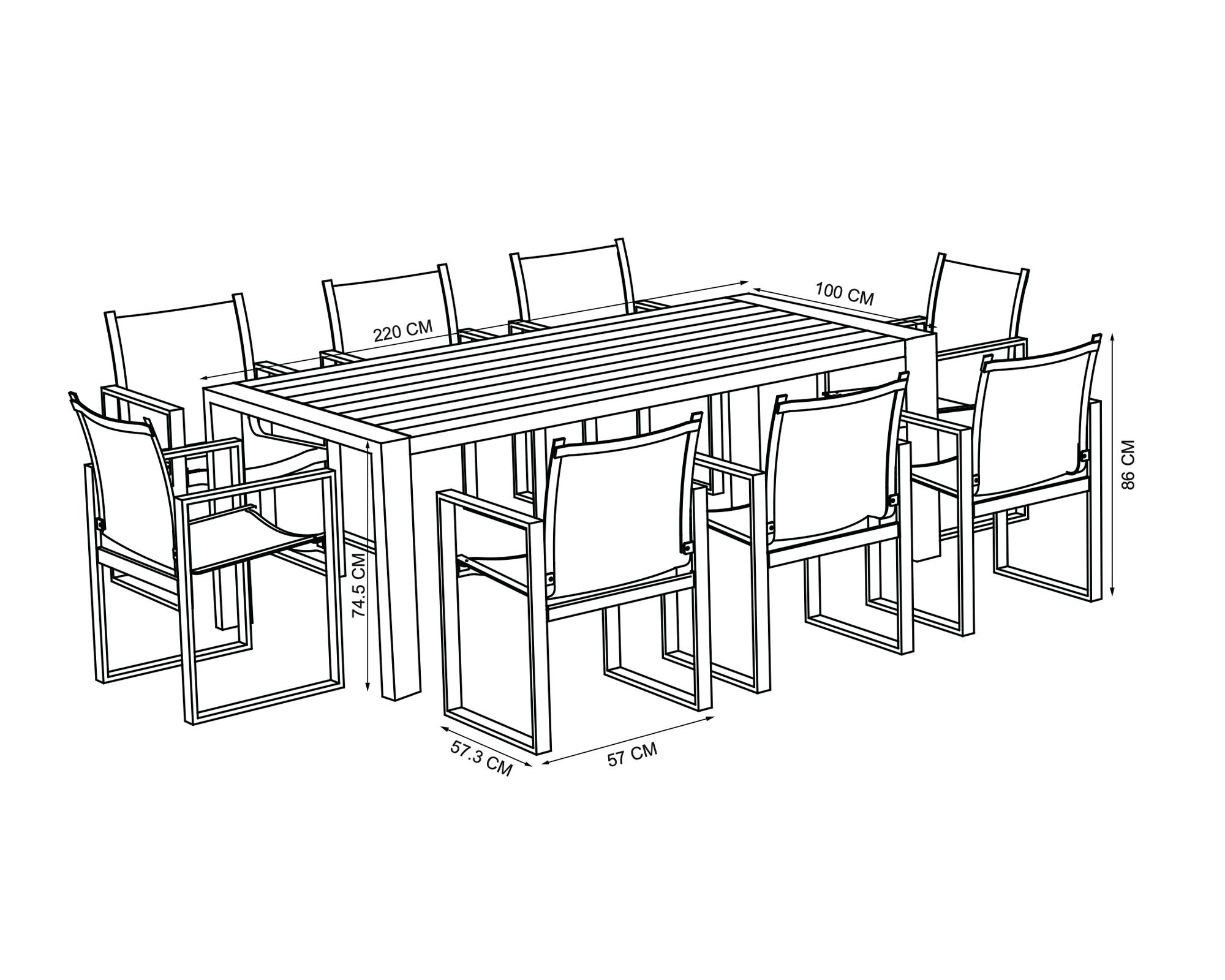 Set comedor exterior Duisburg Toscana greyge 8 personas-3