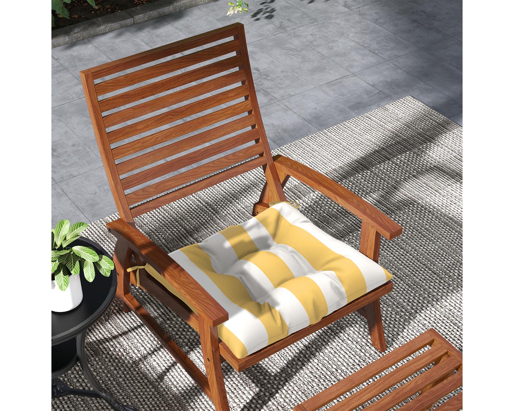 Cojín asiento Rayas amarillo/blanco 45x45 cm-6