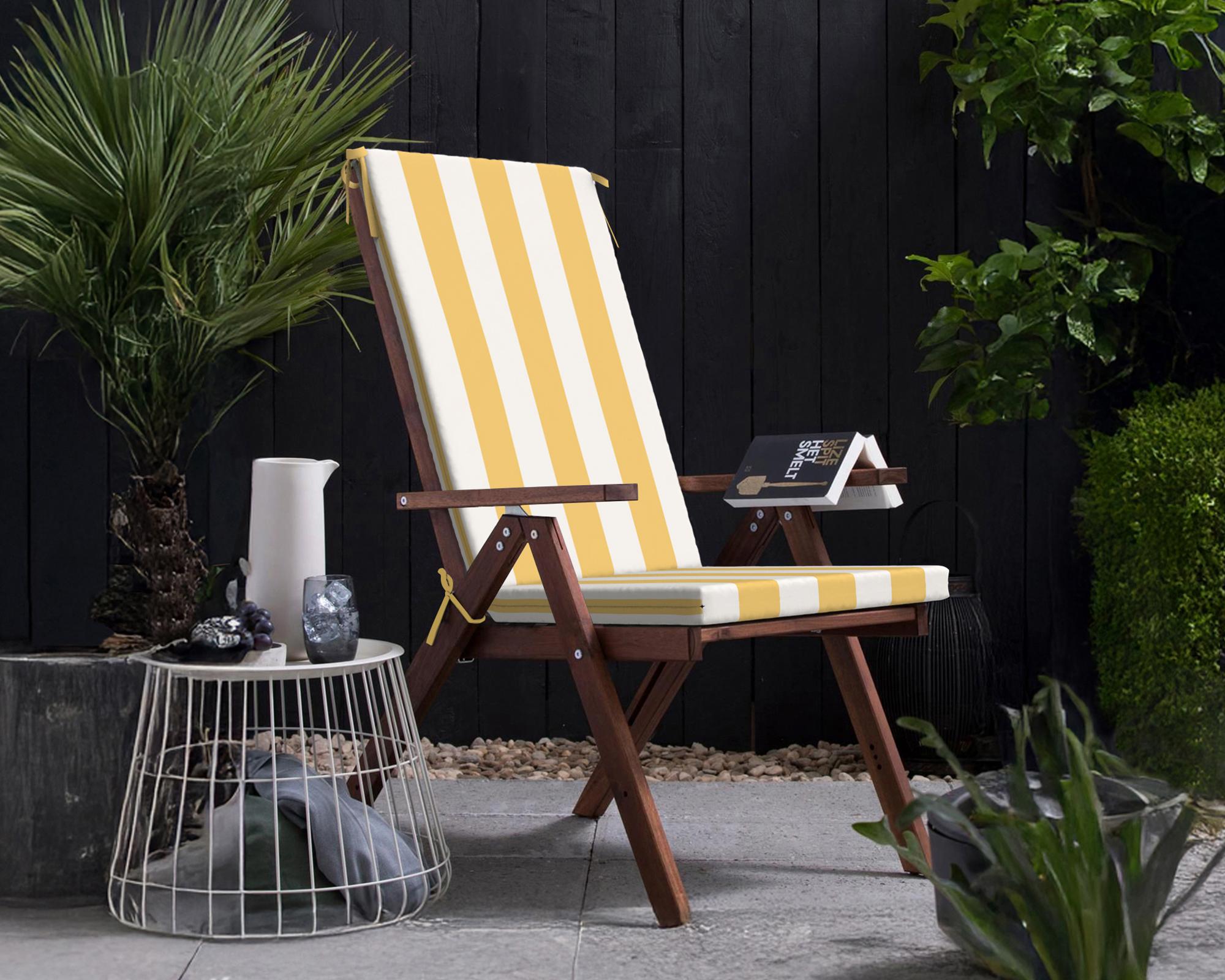 Cojín asiento respaldo Rayas amarillo/blanco 43x110 cm-7