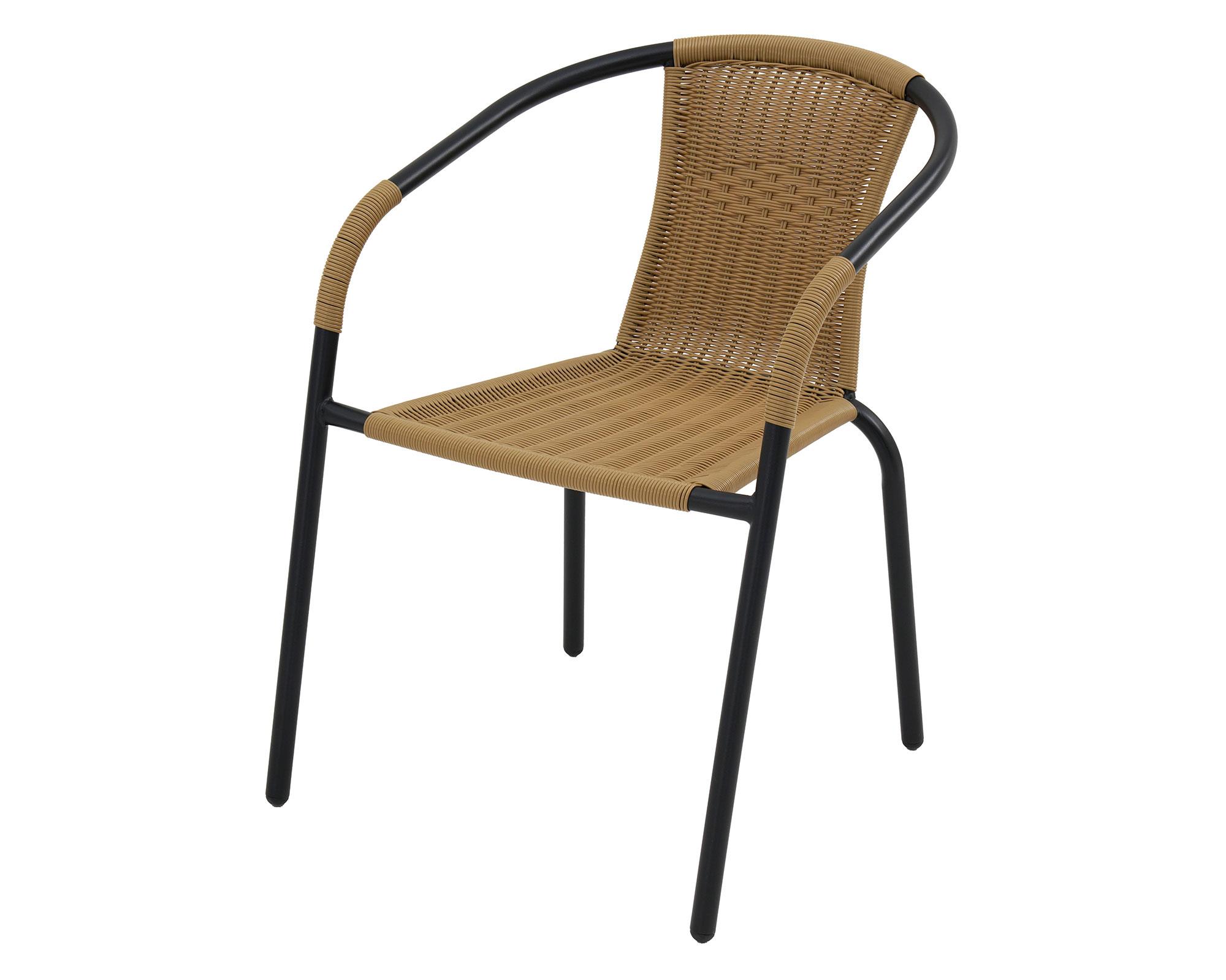 Silla acero/ratán PE café claro-0