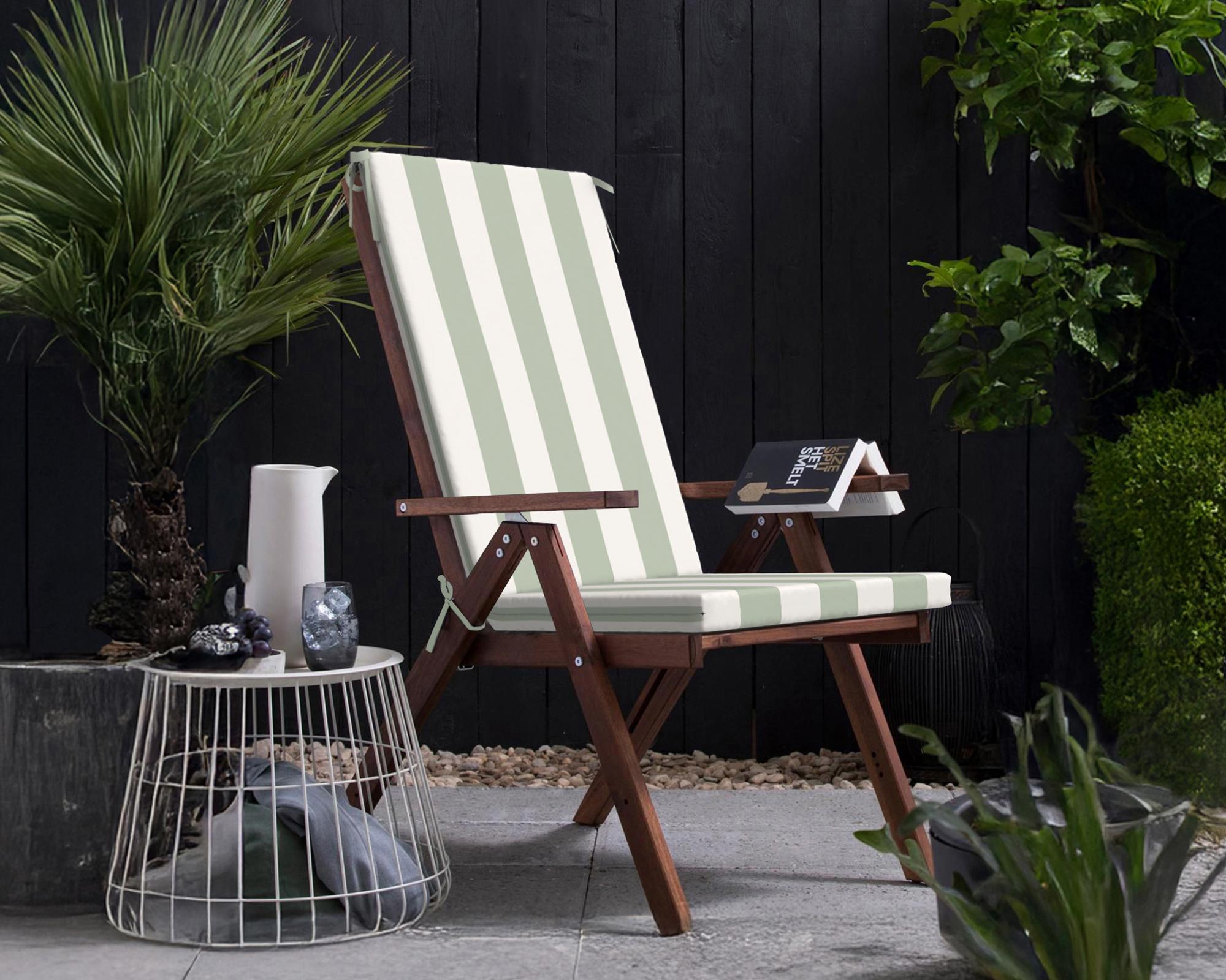 Cojín asiento respaldo Rayas verde salvia/blanco 43x110 cm-7