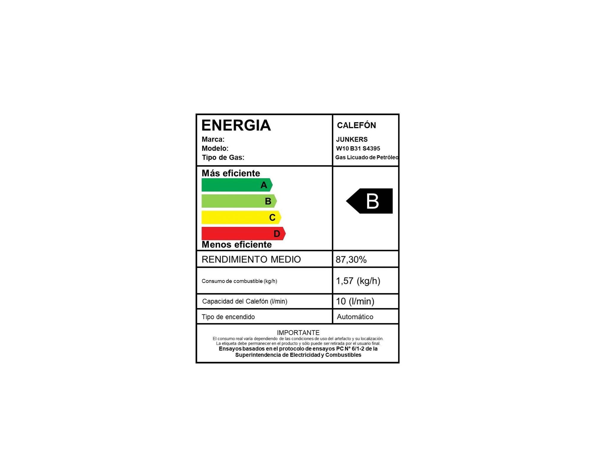 Calefón Ionizado tiro natural 10 lt gas licuado Hydrobase 1500-4