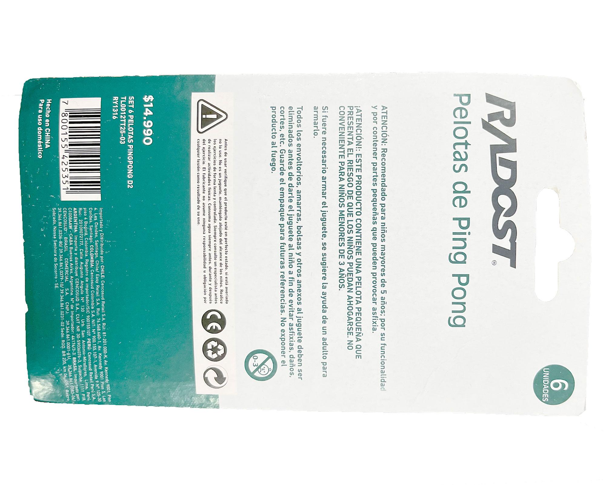 Pelota Ping Pong 4 cm 6 unidades-1