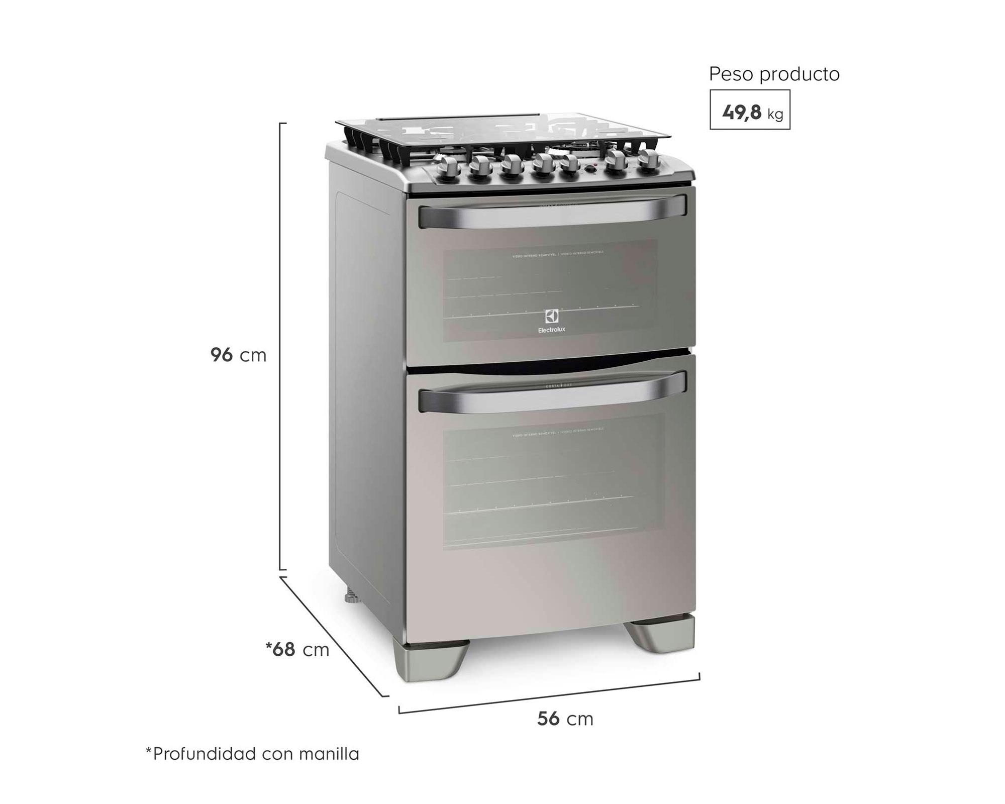 Cocina 56DXA 4 quemadores gas licuado inox-5