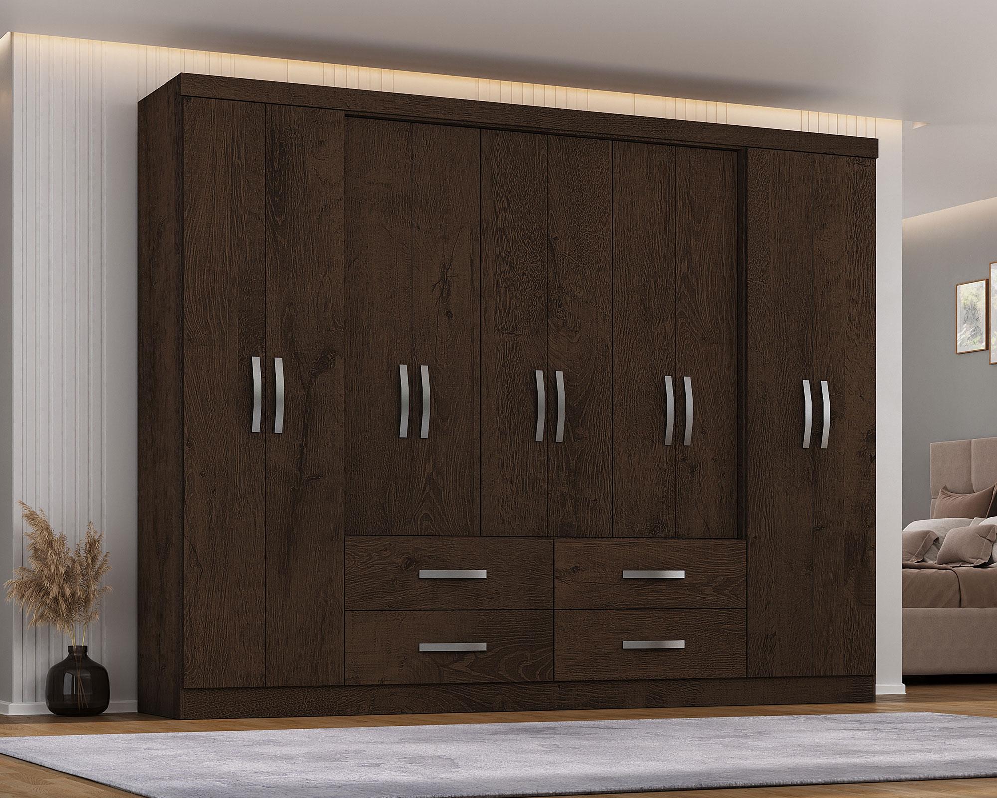 Clóset 10 puertas 4 cajones Lagos tabaco 183x235x45 cm-2