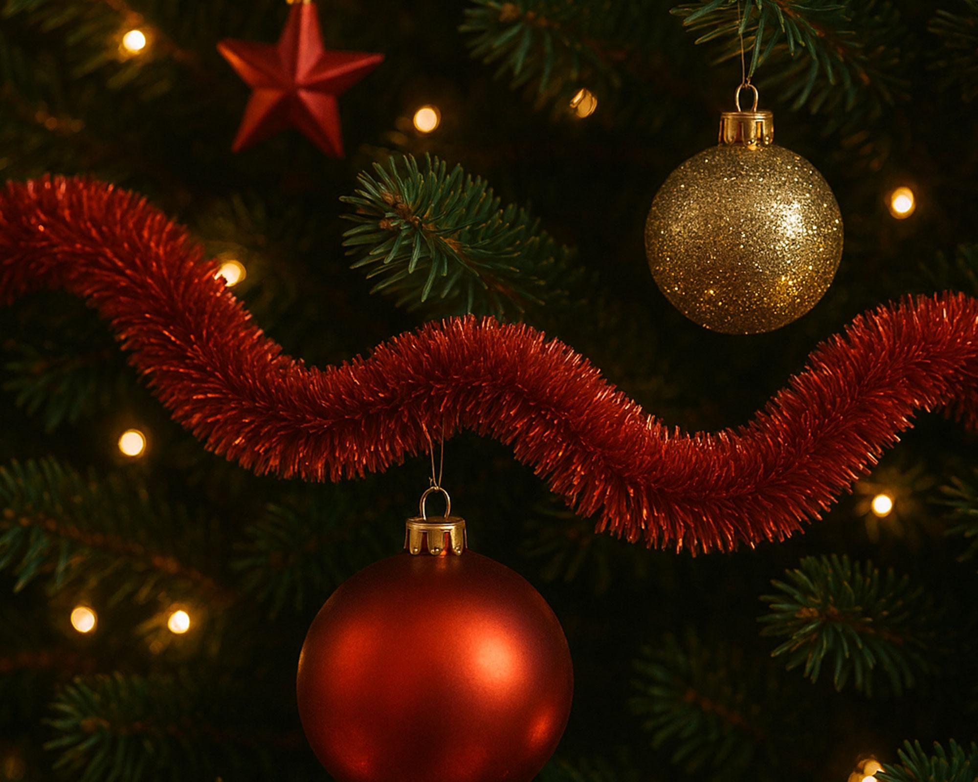 Guirnalda Tinsel opaco rojo 270 cm-2