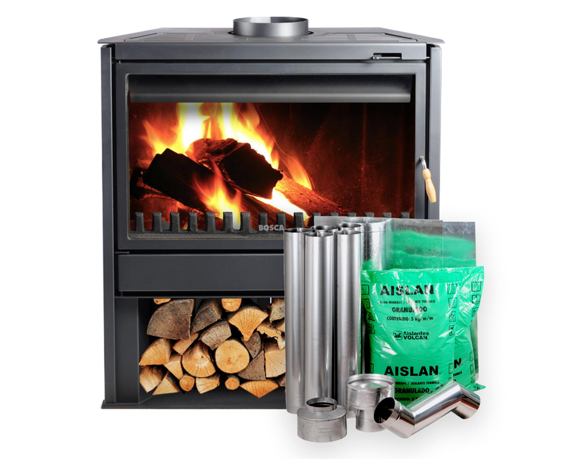 Calefactor a Leña Chimenea 850 FS + Kit Base 6" x4 mts-0