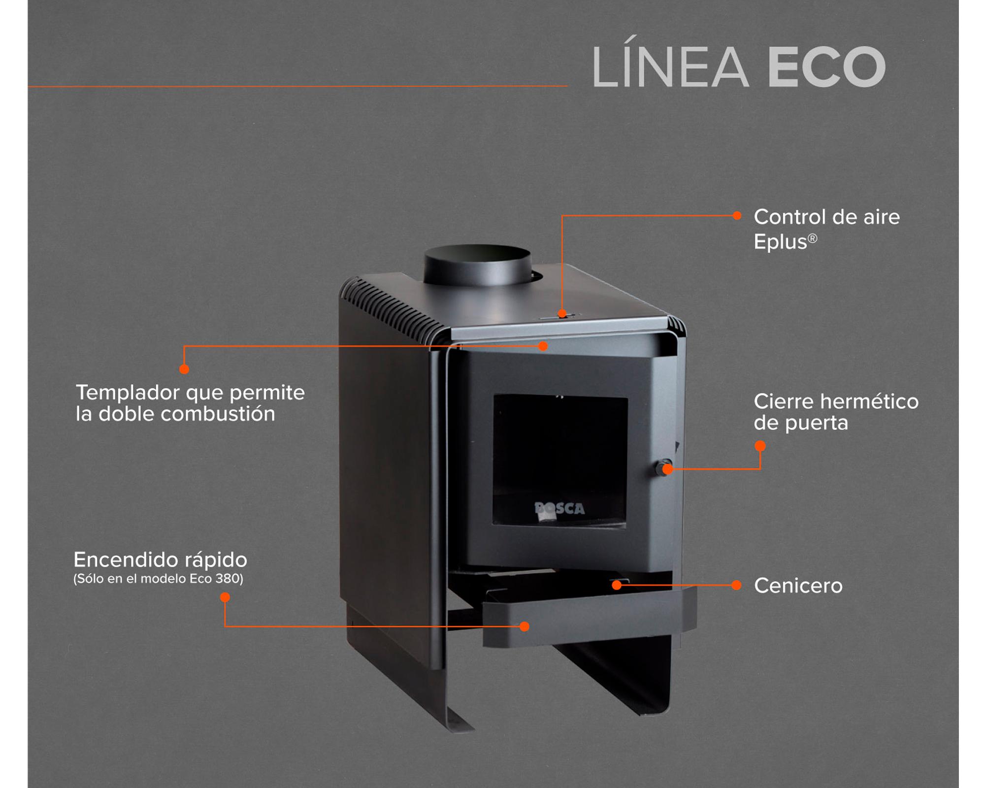 Calefactor a leña Eco 380 10300 W + kit de instalación-2