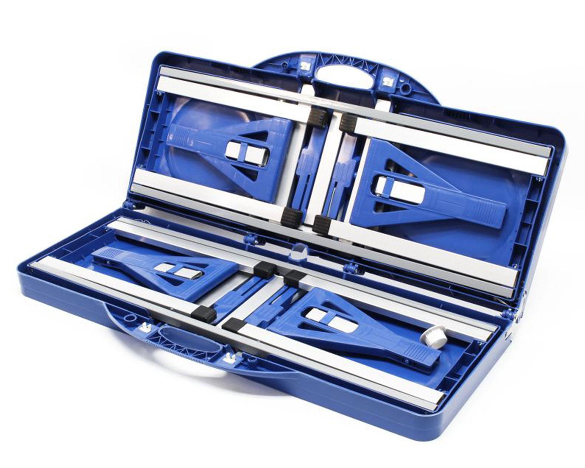 Mesa camping plegable azul 67x134x84.5 cm-4