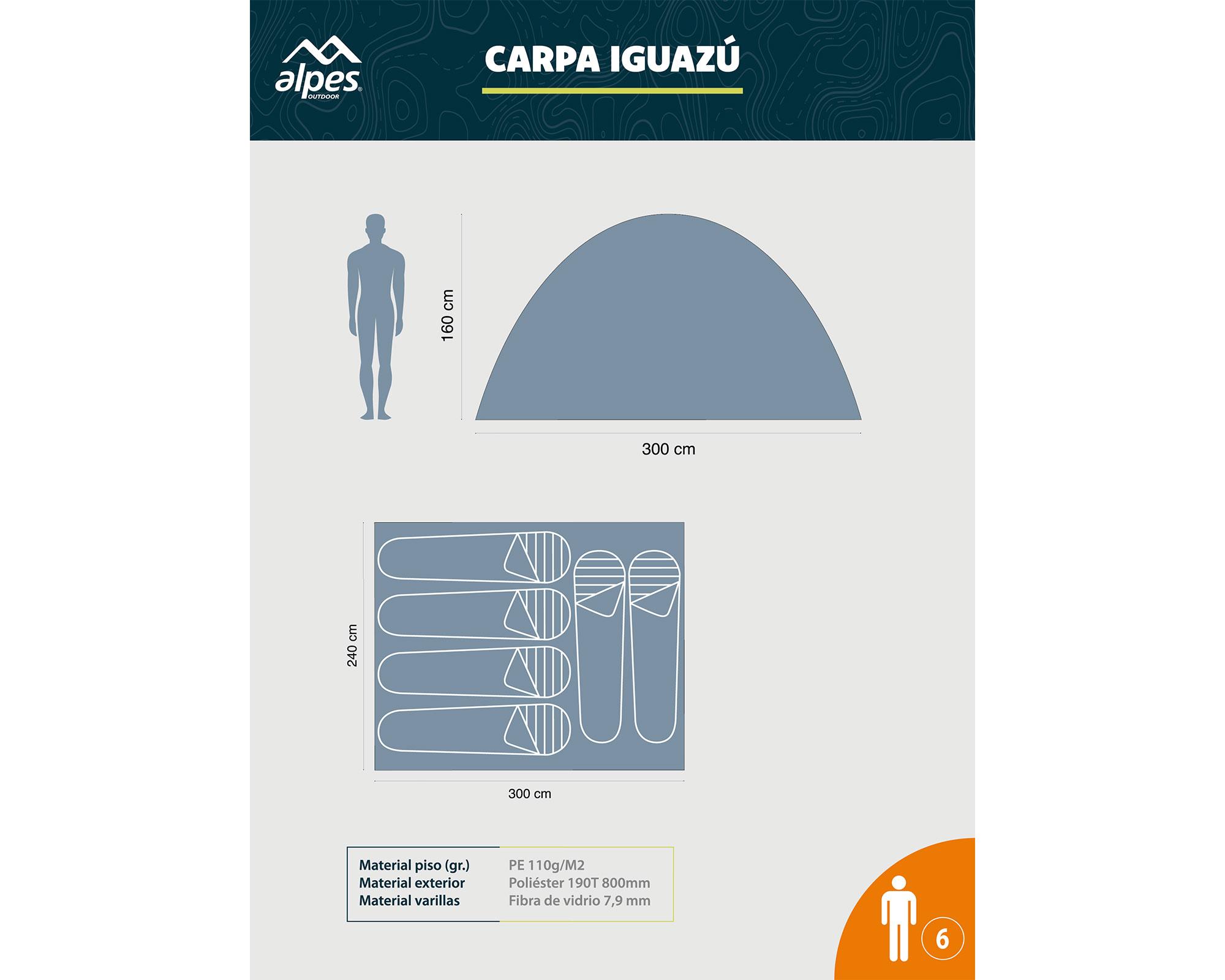 Carpa Iguazú aluminizado/azul 160x240x300 cm 6 personas-9