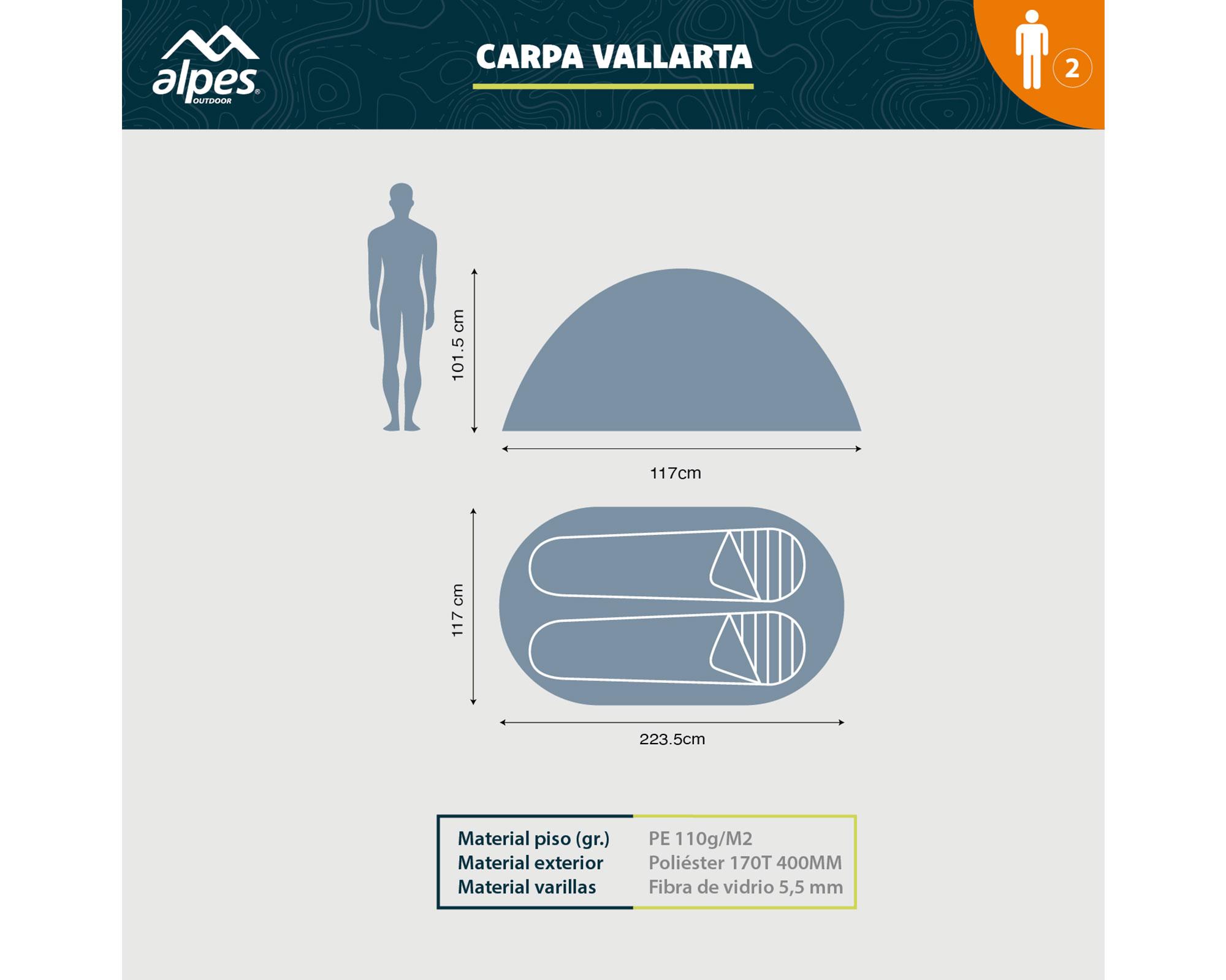 Carpa playa verde 101.5x223.5x117 cm 2 personas-7