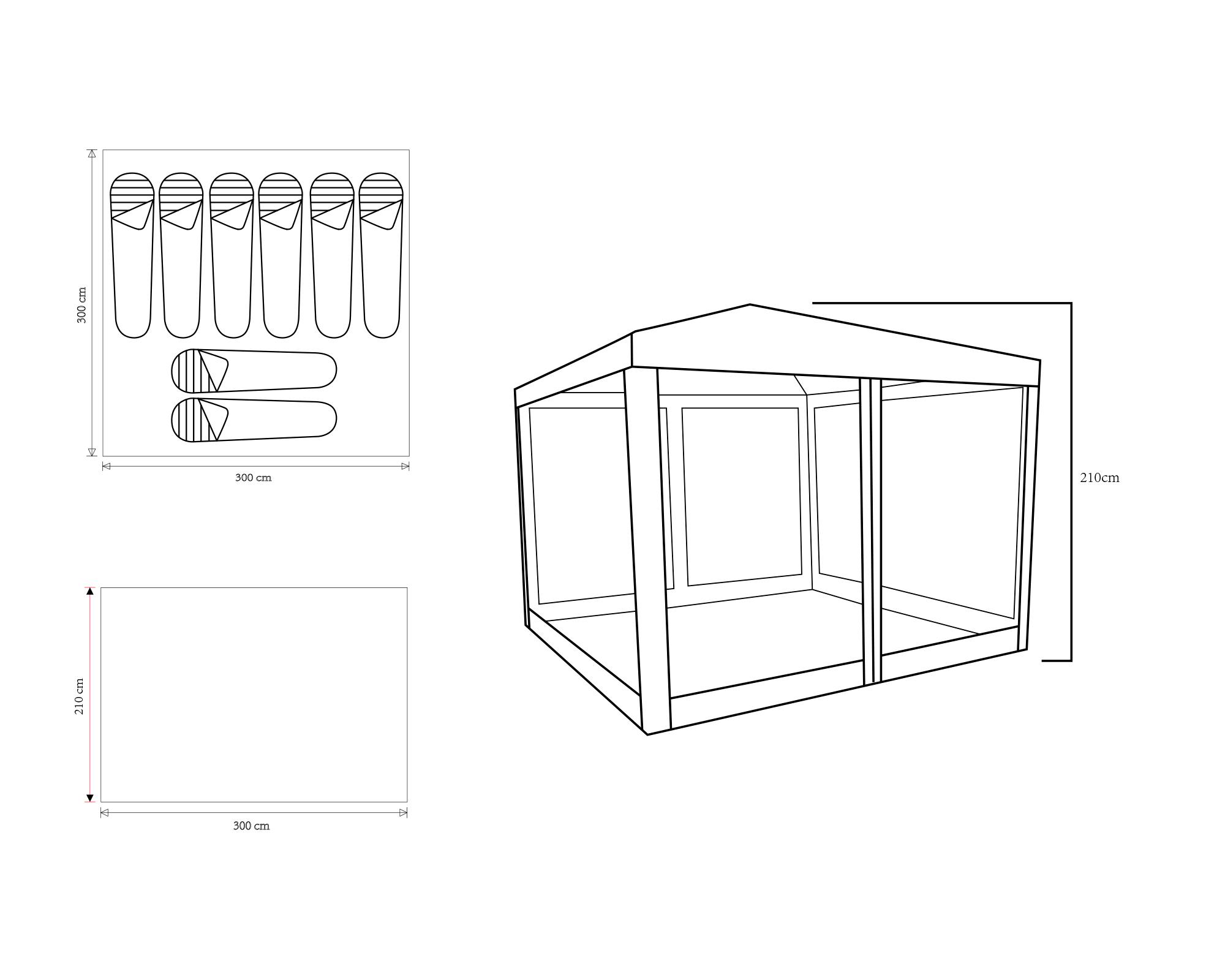 Toldo comedor 210x300x300 cm 8 personas-8