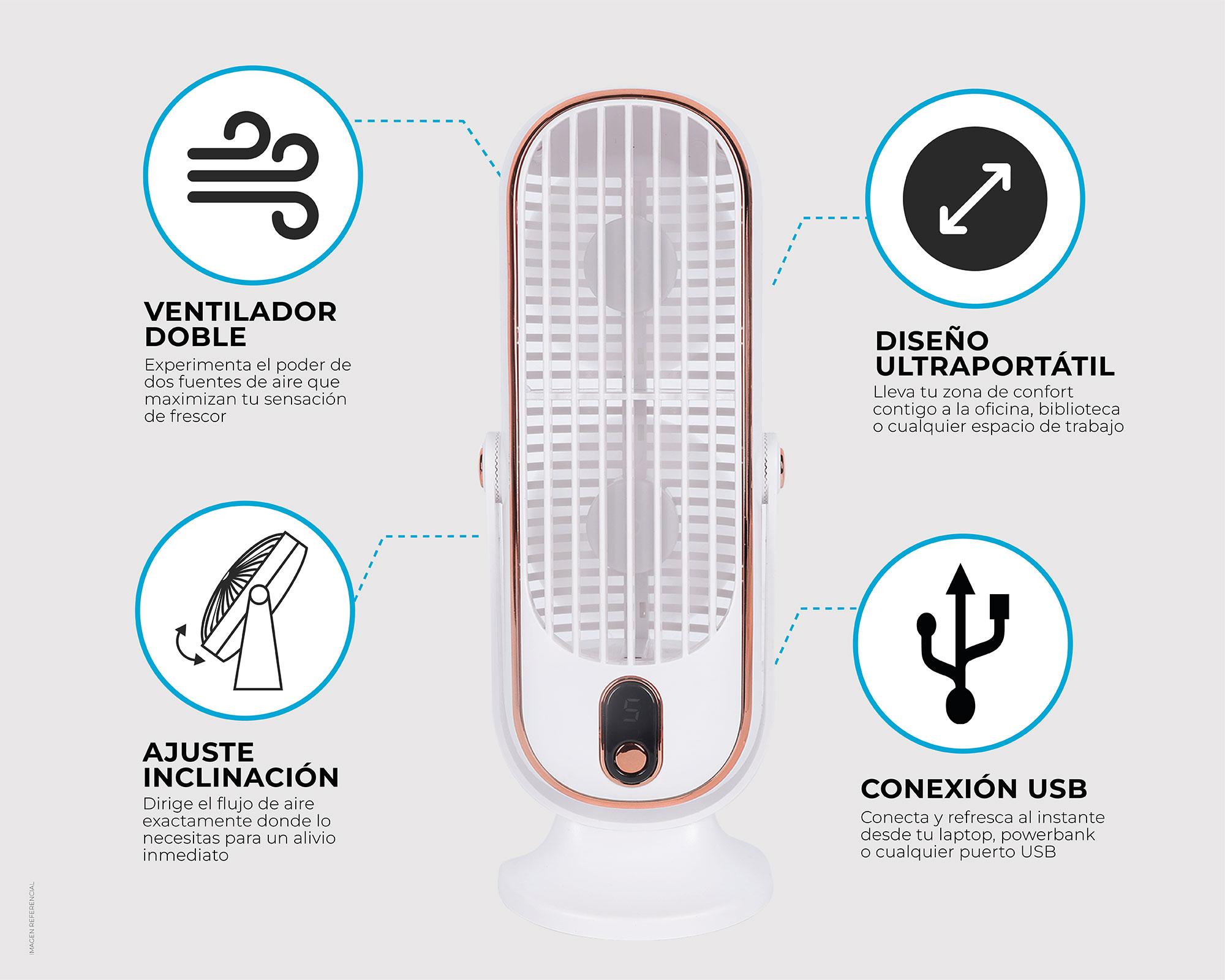 Ventilador escritorio USB blanco-8