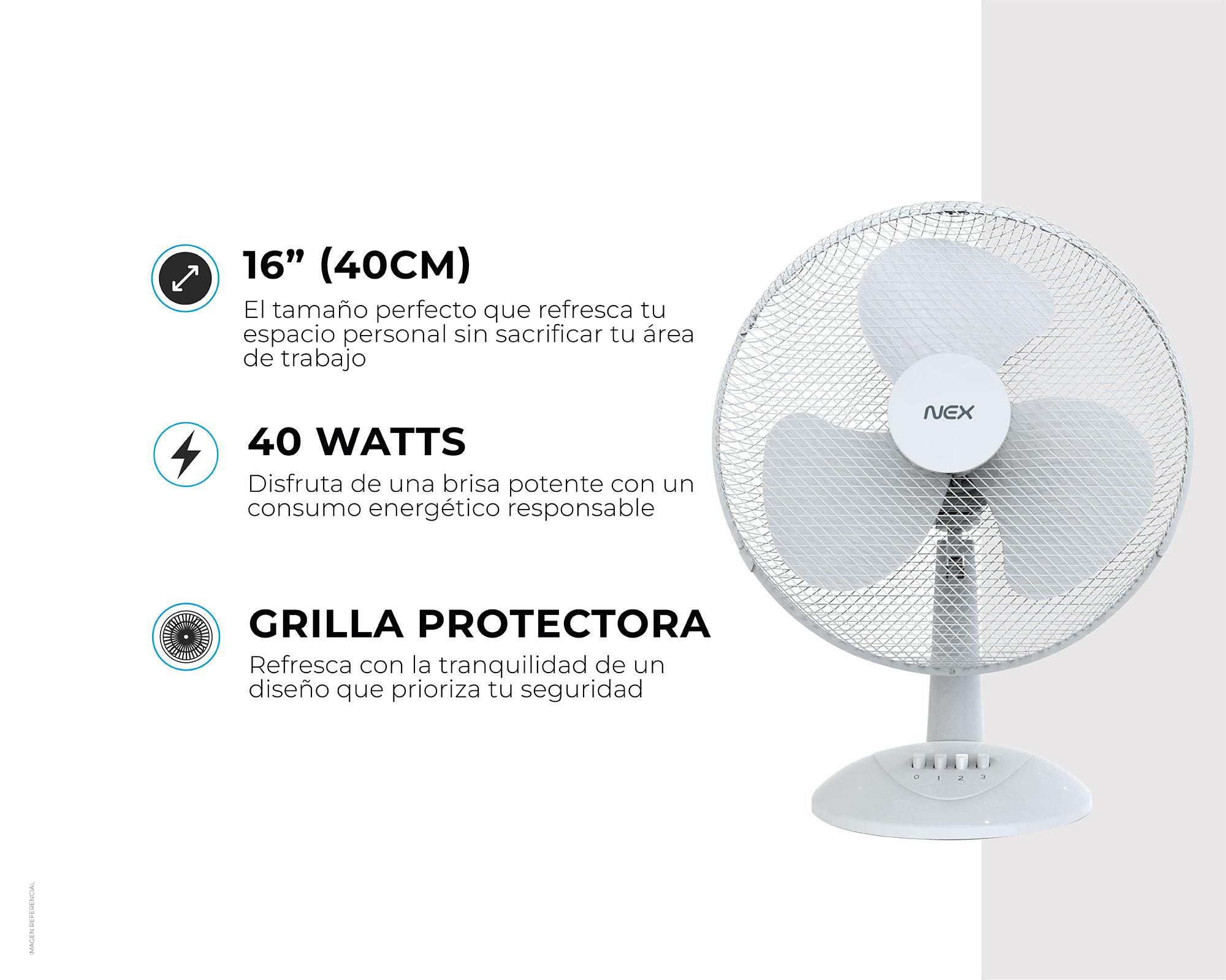 Ventilador escritorio 16'' 40W blanco-5