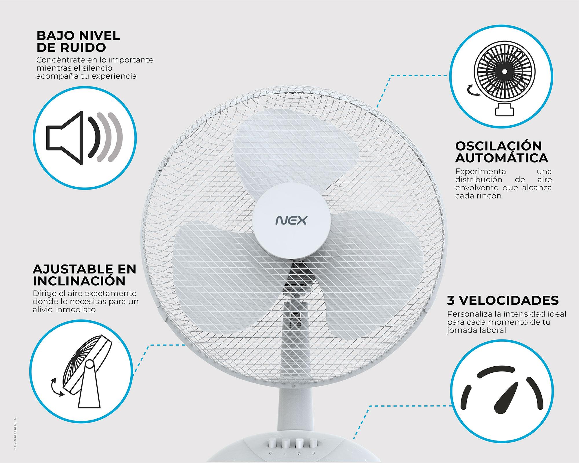 Ventilador escritorio 16'' 40W blanco-6