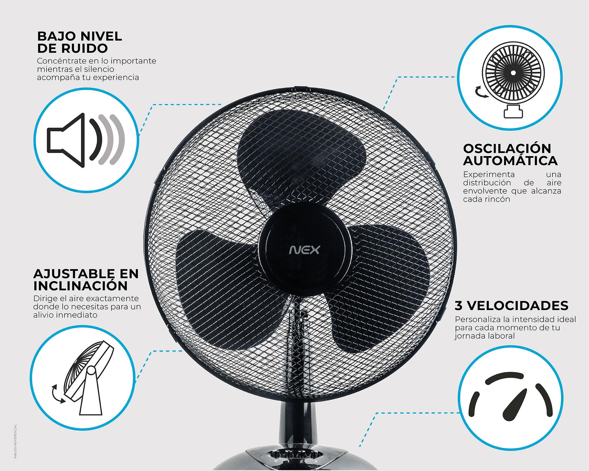 Ventilador escritorio negro 16''-5
