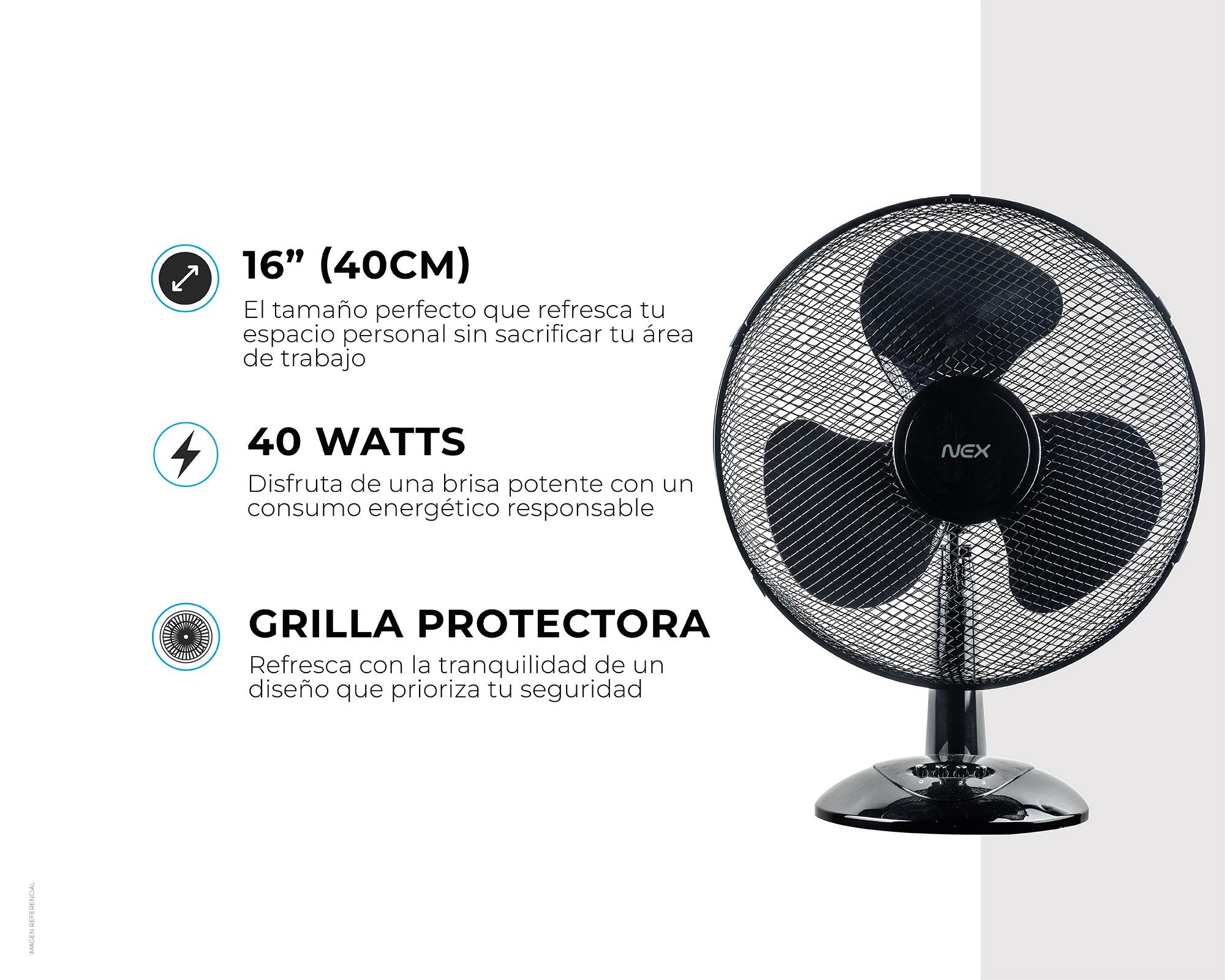 Ventilador escritorio negro 16''-4