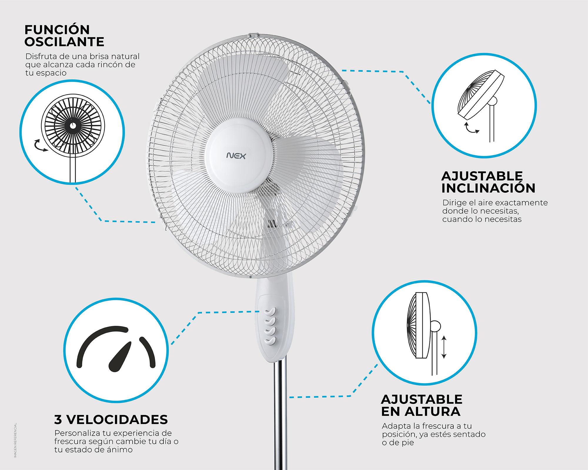 Ventilador pedestal 16'' 45W blanco-8