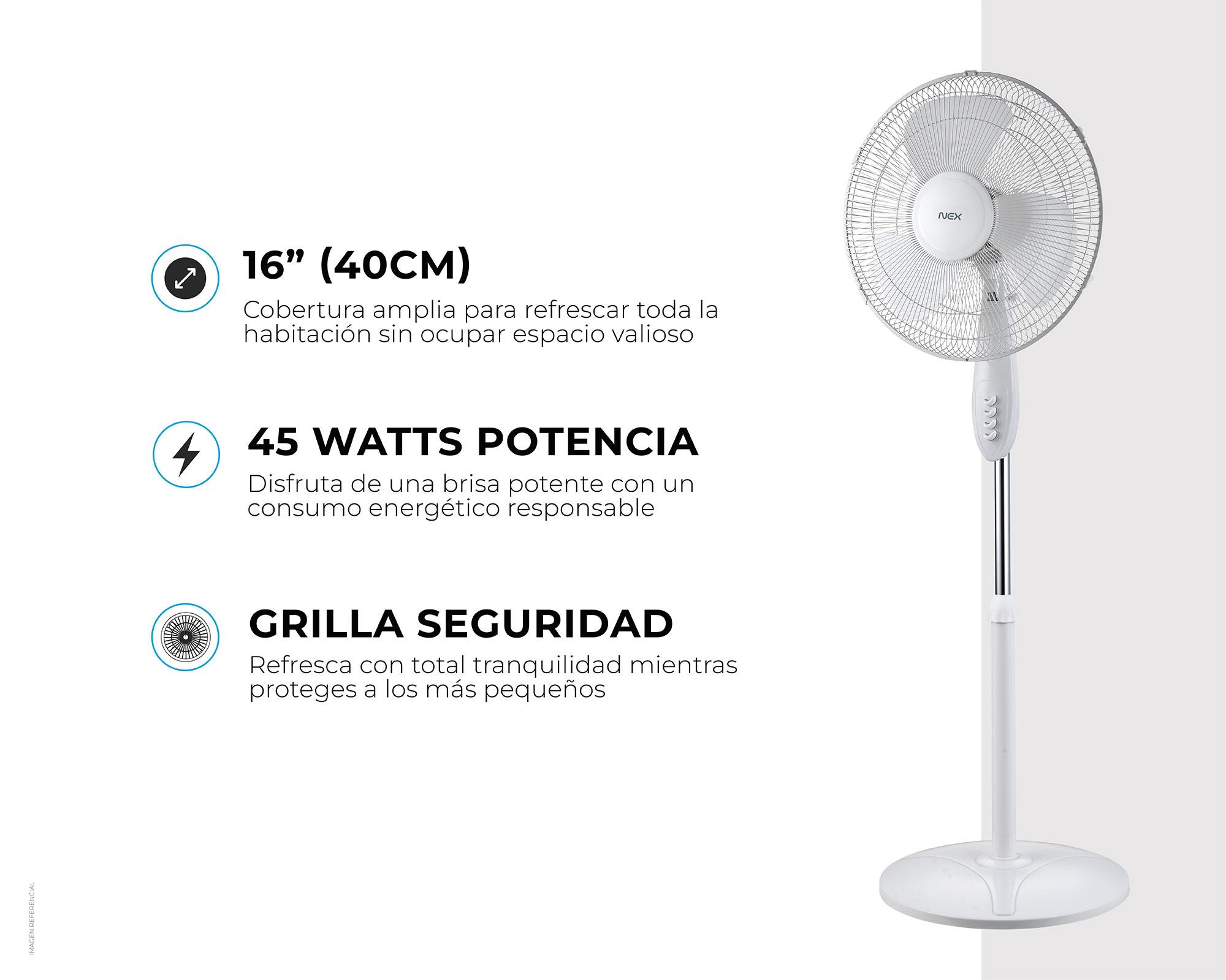 Ventilador pedestal 16'' 45W blanco-7