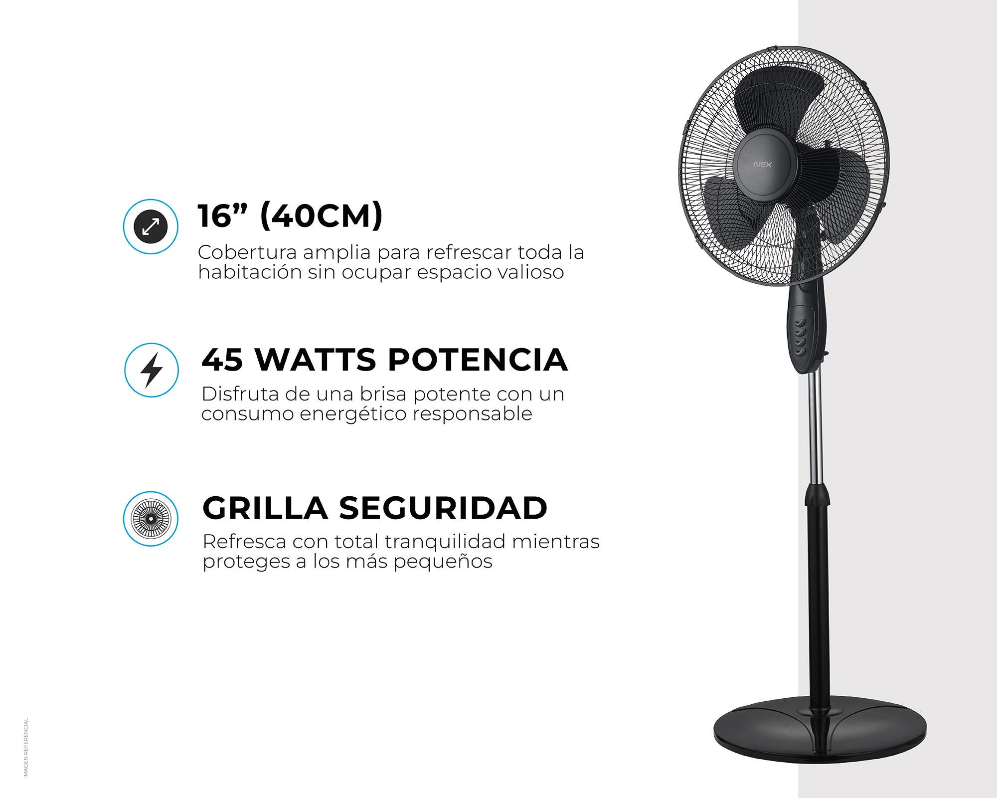 Ventilador pedestal 16'' 45W negro-7