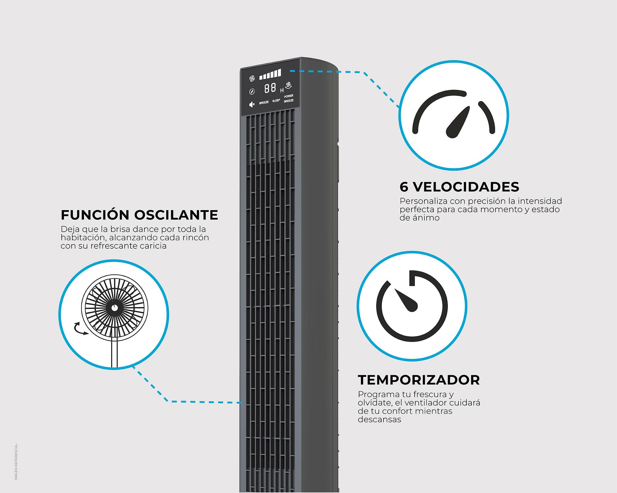 Ventilador torre 36'' 35W negro-7