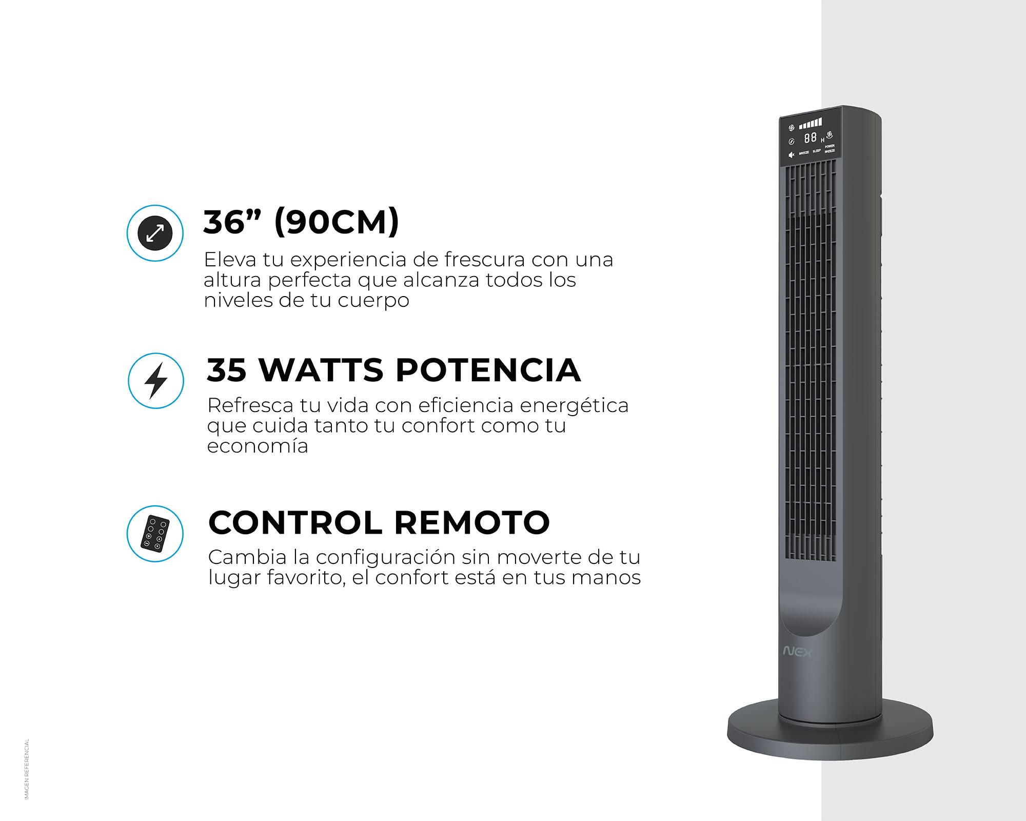 Ventilador torre 36'' 35W negro-6