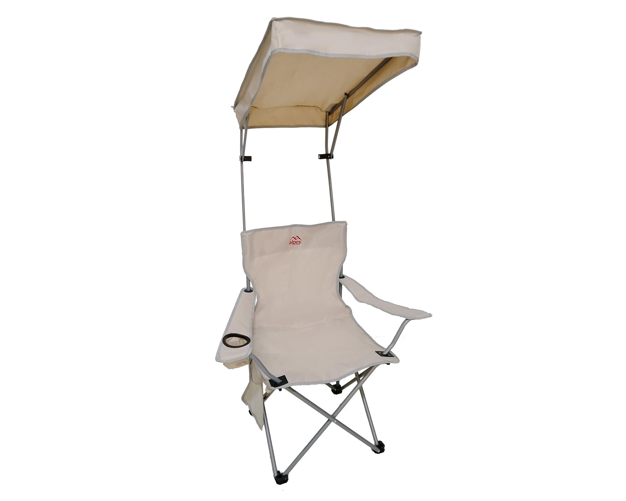 Silla camping con apoyabrazos/techo beige-0