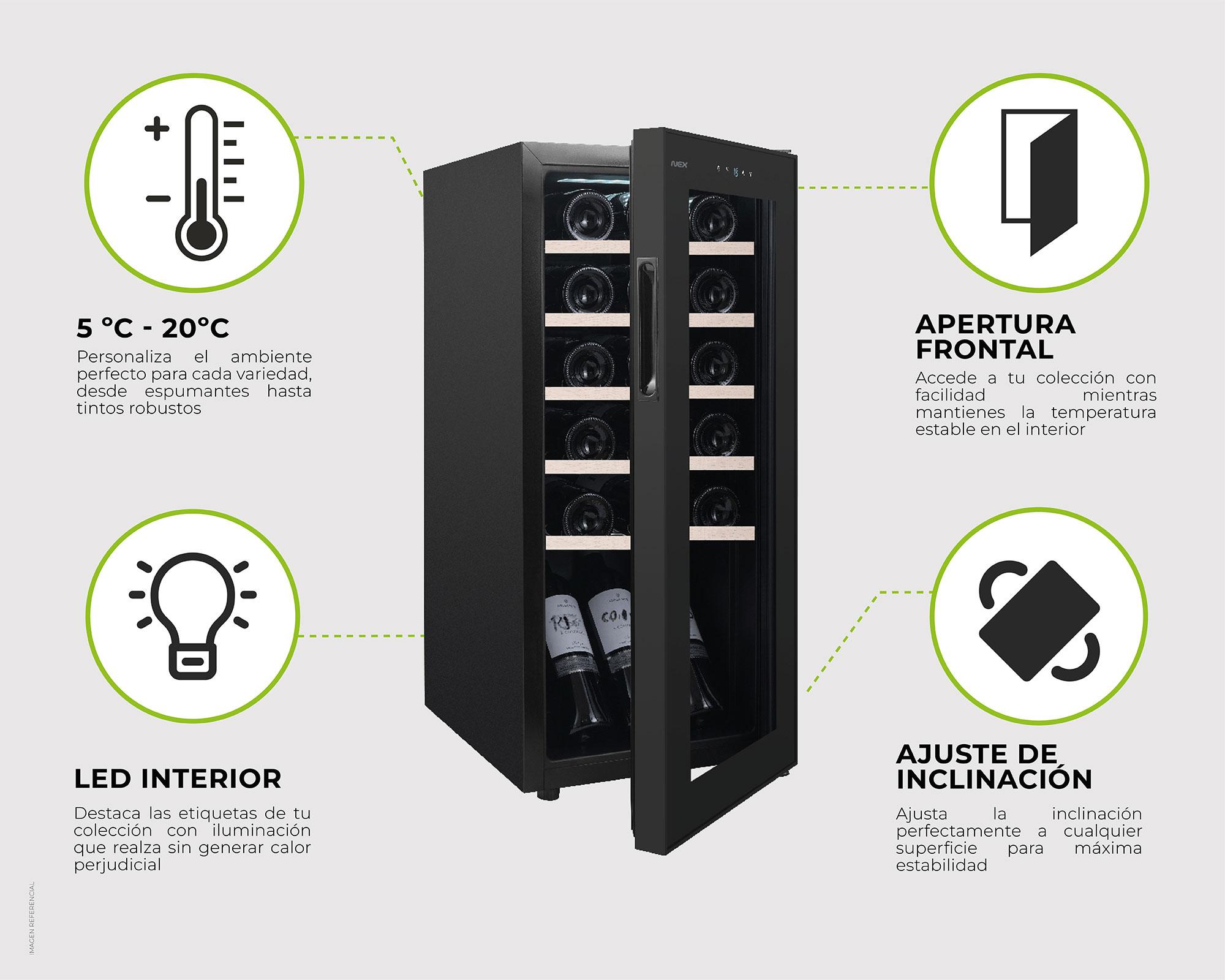 Cava vino 60 lt 18 botellas CVW-1860-6