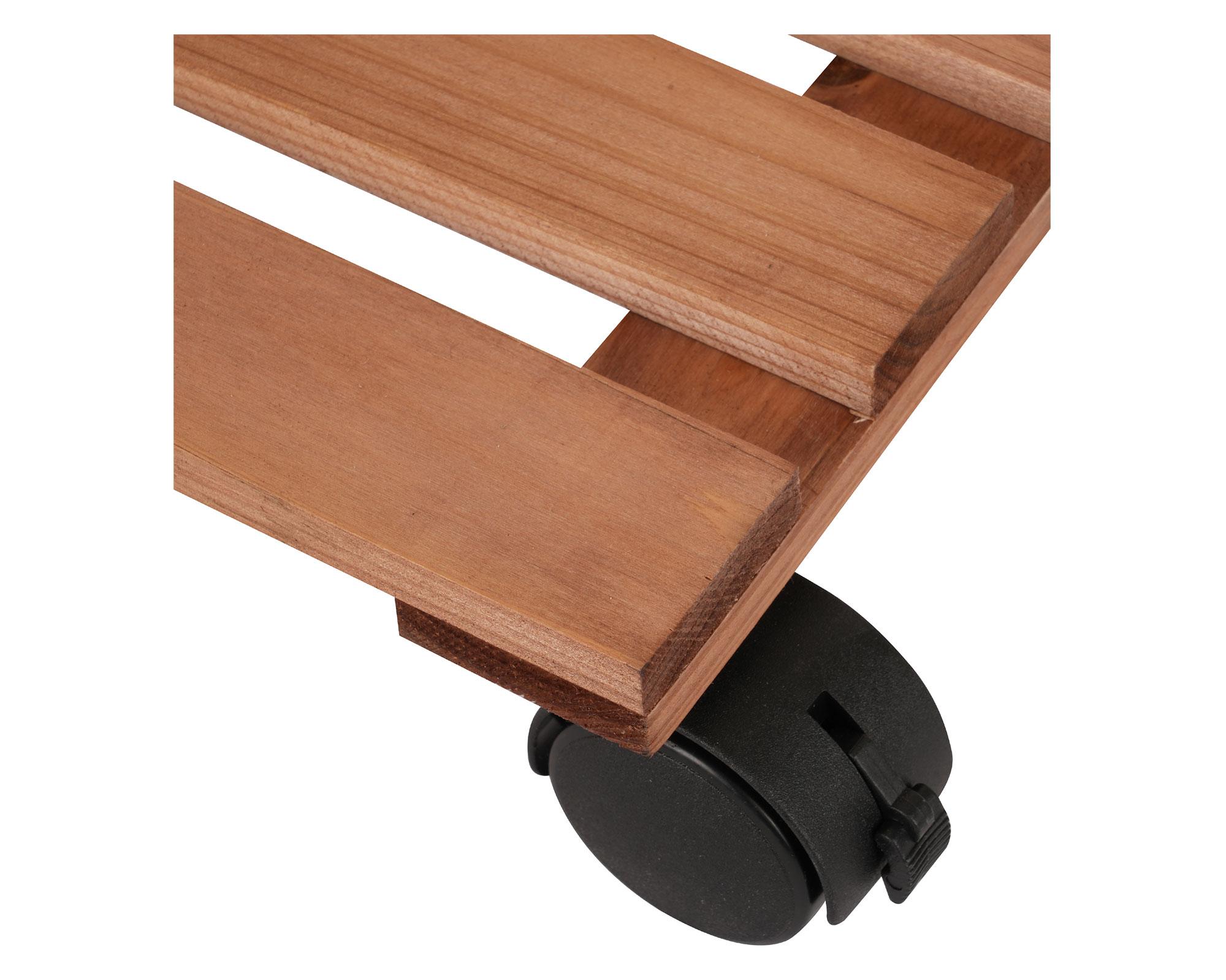 Portamacetas con ruedas cuadrado madera oscura 30x30 cm-8