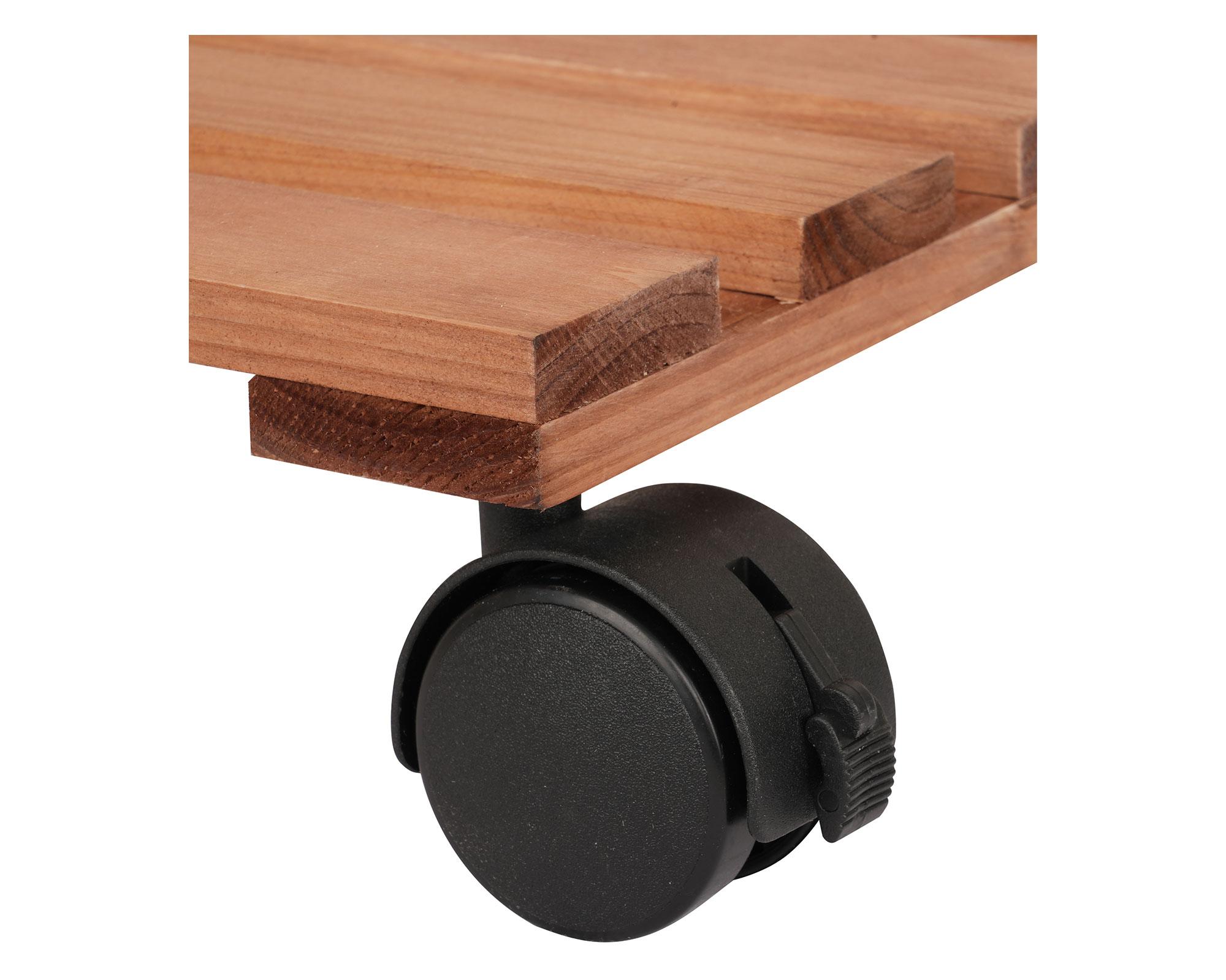 Portamacetas con ruedas cuadrado madera oscura 30x30 cm-6
