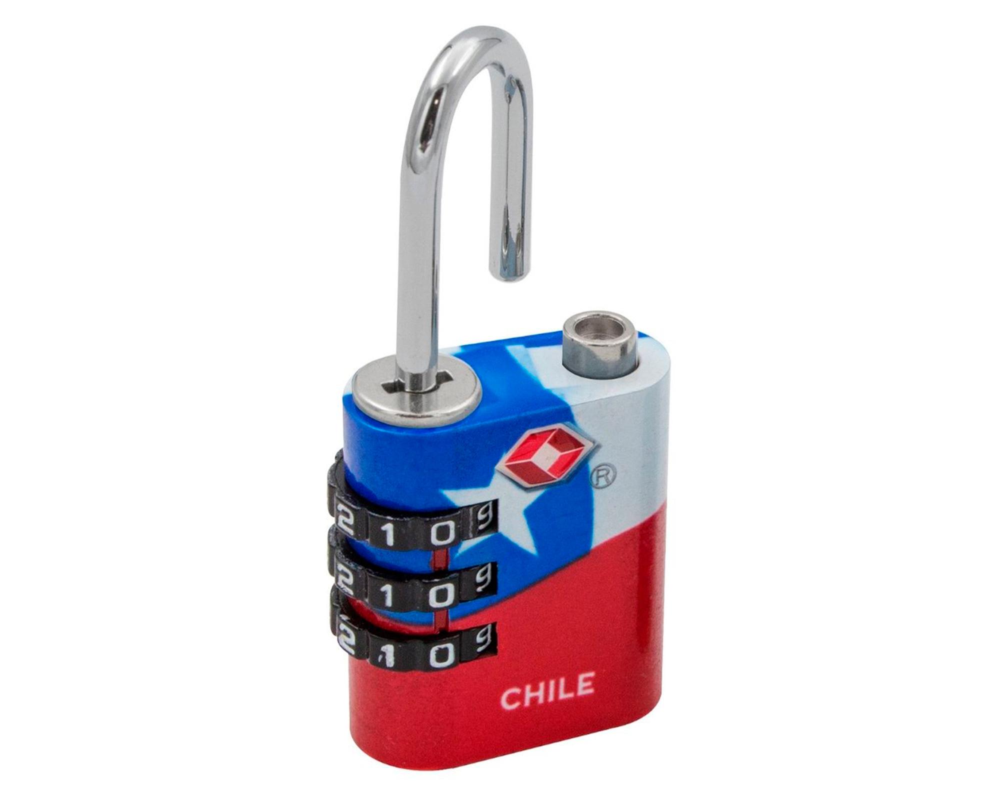 Candado TSA línea explora bandera Chile 30 mm-3