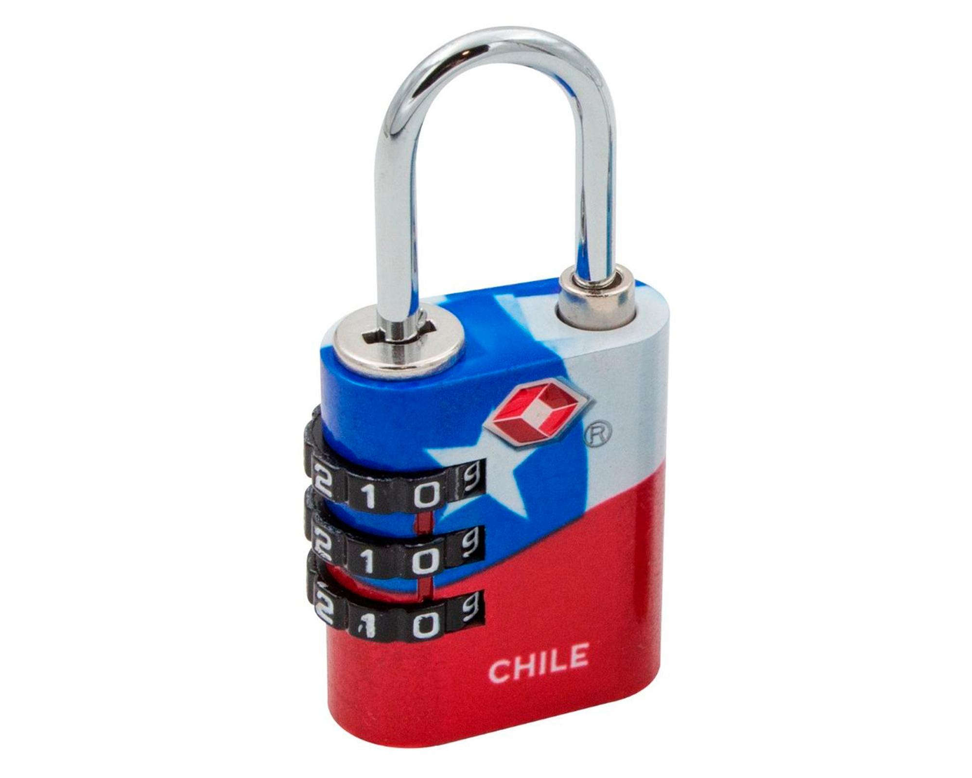 Candado TSA línea explora bandera Chile 30 mm-2