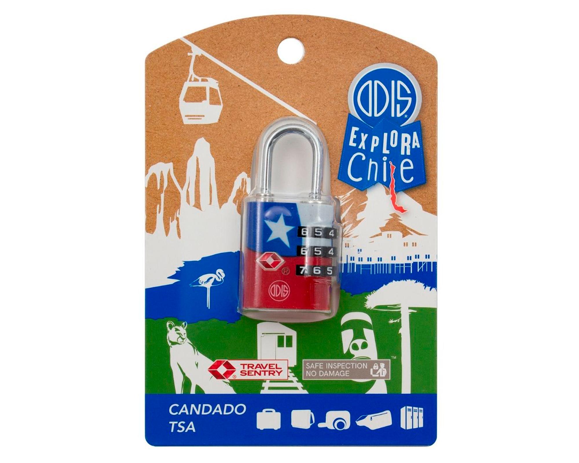 Candado TSA línea explora bandera Chile 30 mm-4
