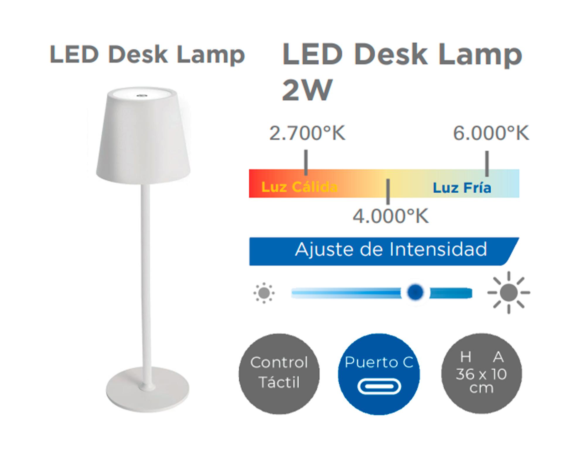 Lámpara sobremesa 2W LED Dimeable USB blanco-1