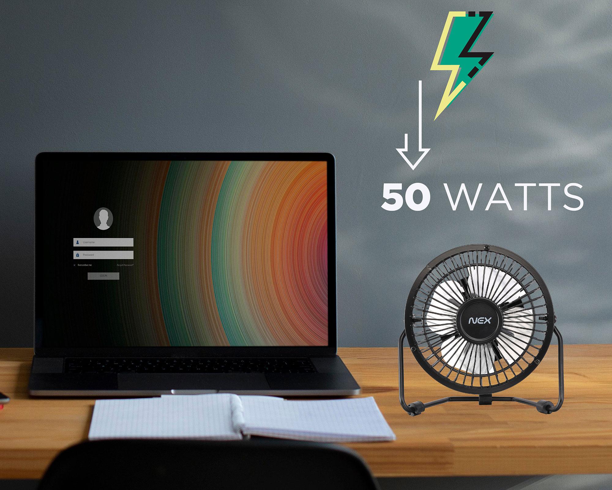 Ventilador USB negro 4''-7