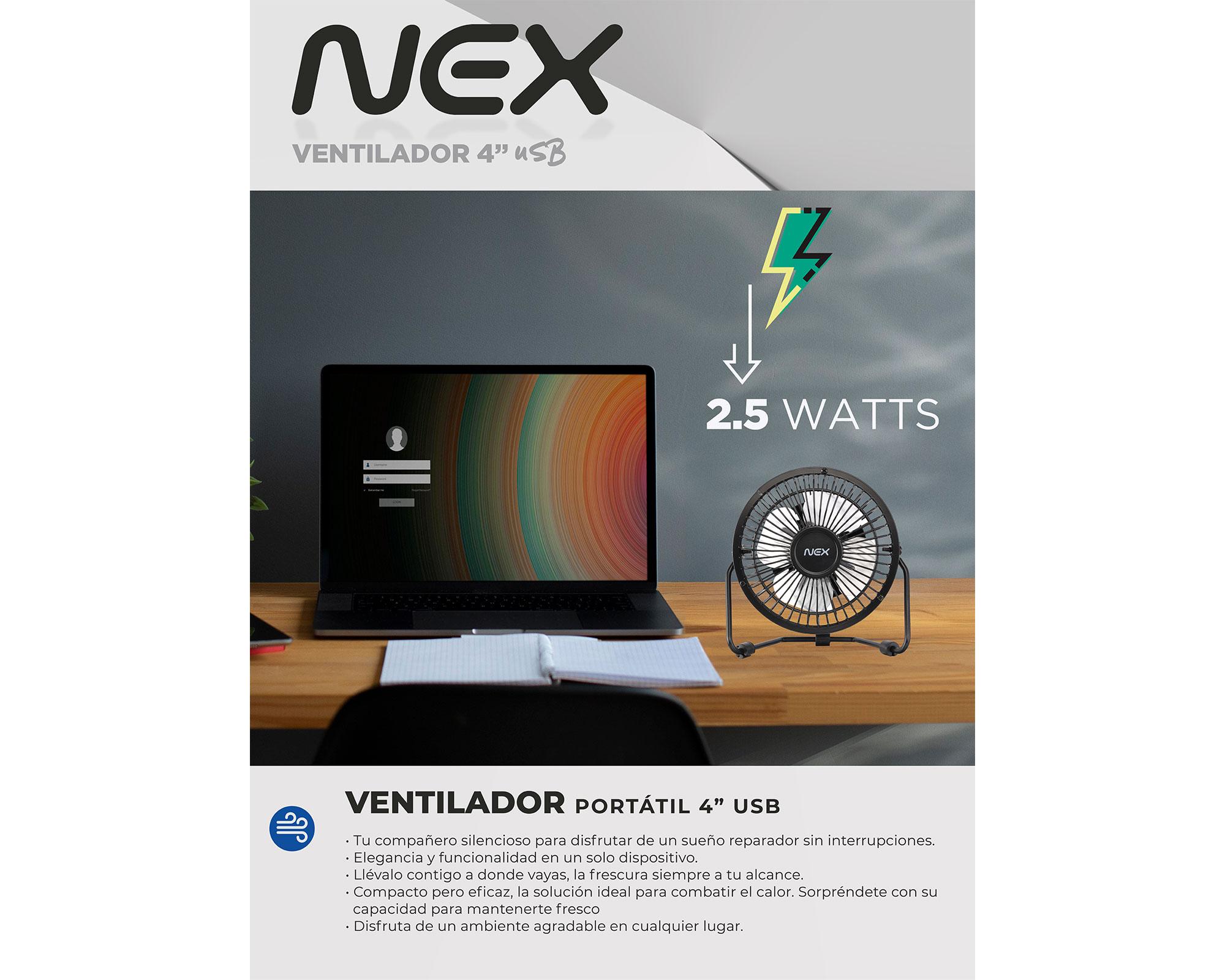 Ventilador USB negro 4''-7