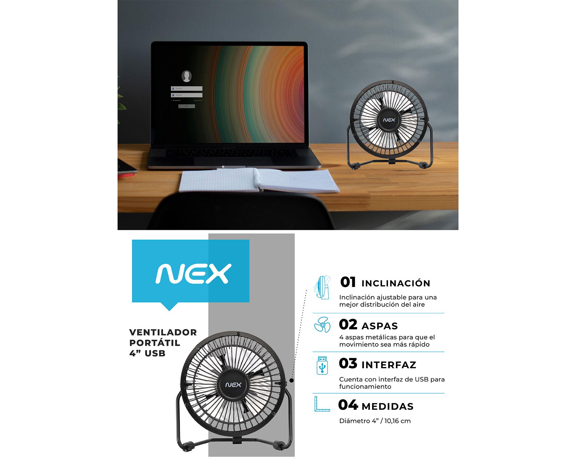 Ventilador USB negro 4''-8