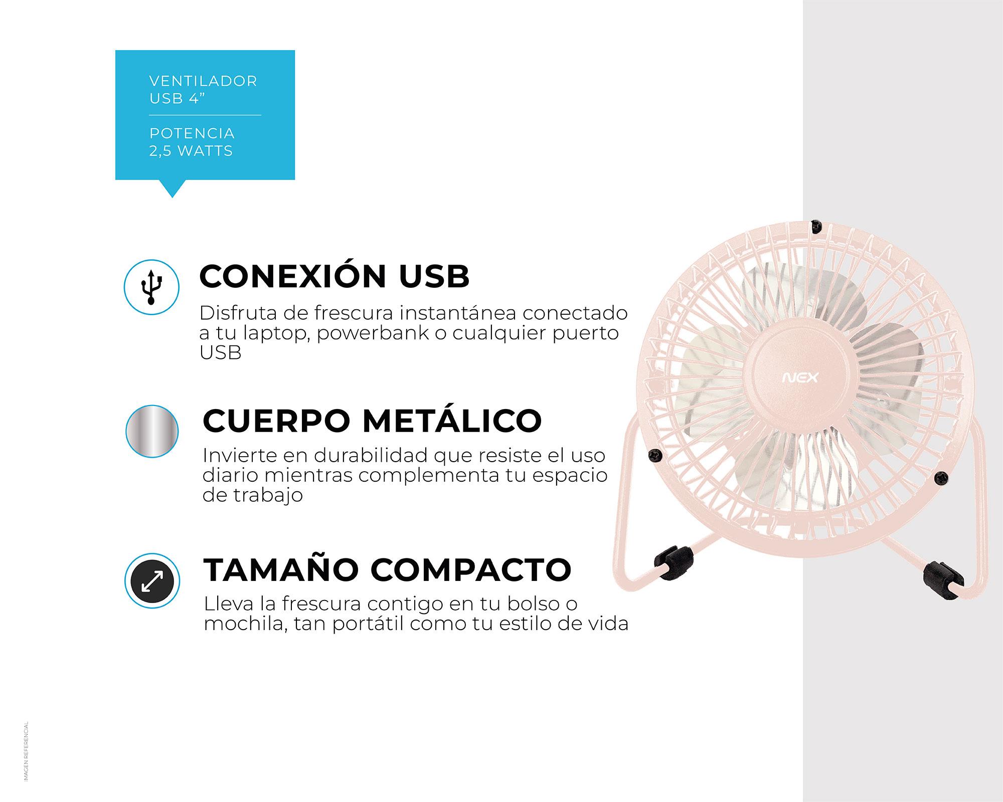 Ventilador USB 4'' Cloud Pink-5