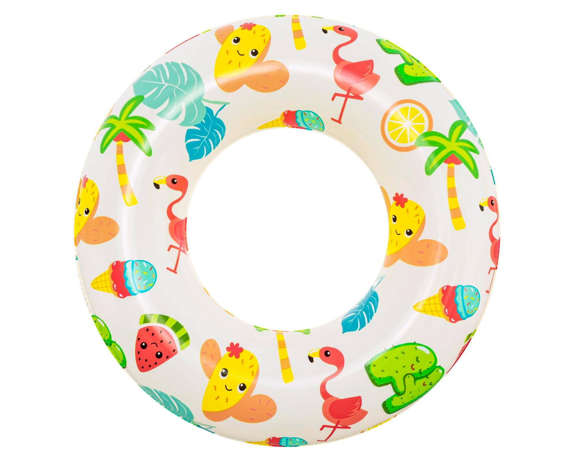 Piscina 122 cm + flotador anillo + pelota inflable 137 L Animales-1