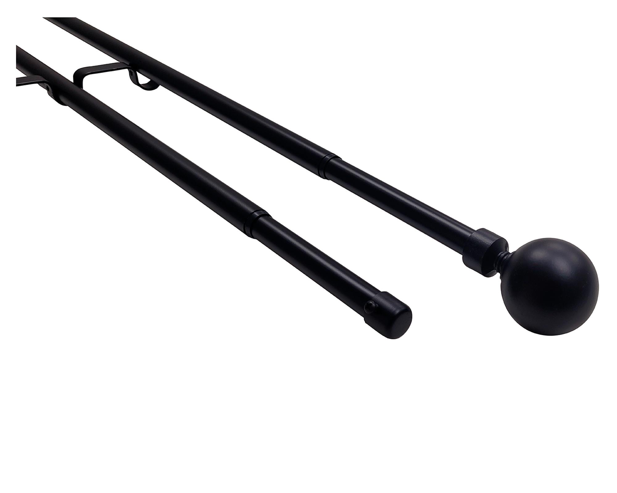Set de barra cortina extendible muro esfera fierro 5.5x320 cm negro-2