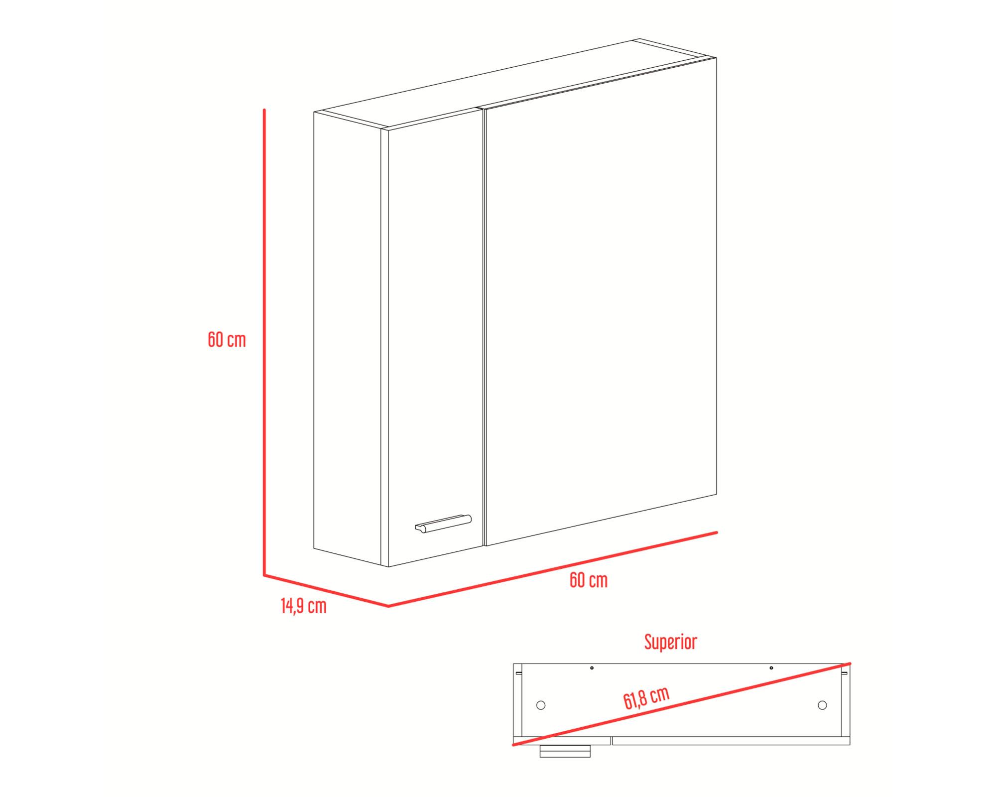 Botiquín Sines 2 puertas con espejo duna 60x60x14.9 cm-5
