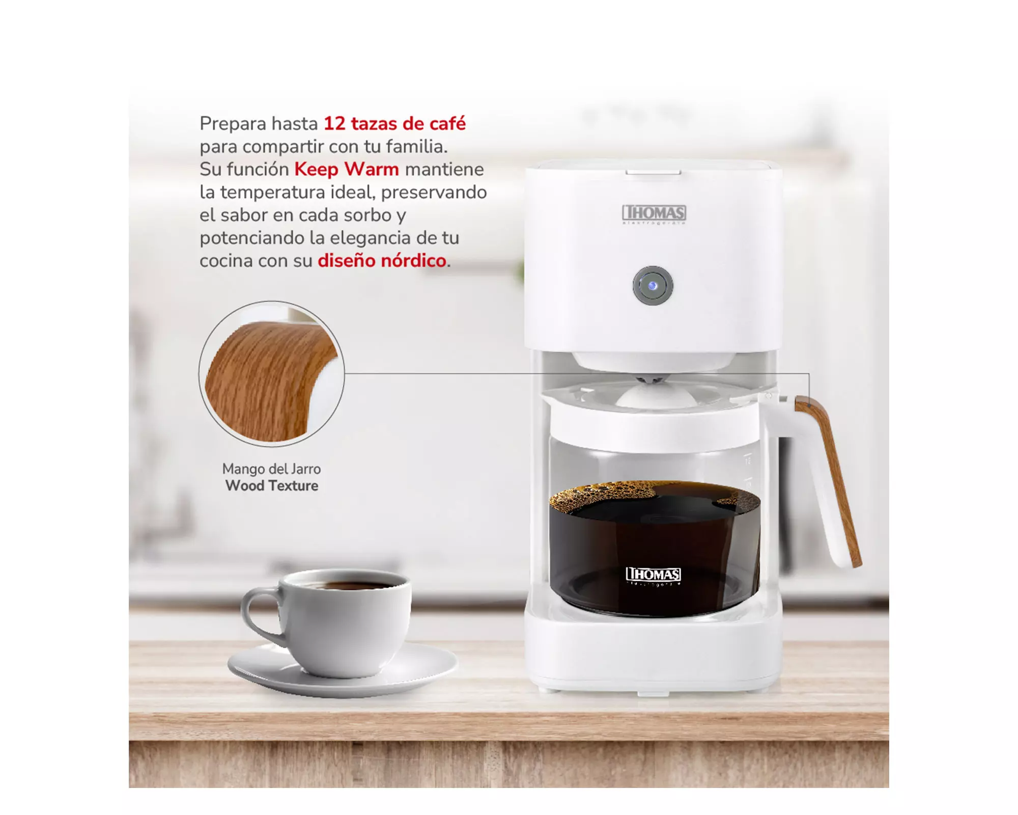 Cafetera de filtro TH-134B blanco 1.5 lt-3