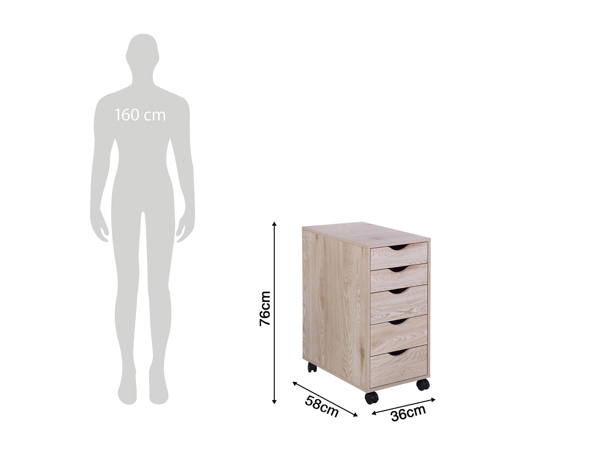 Cajonera Oregón natural 5 cajones-7