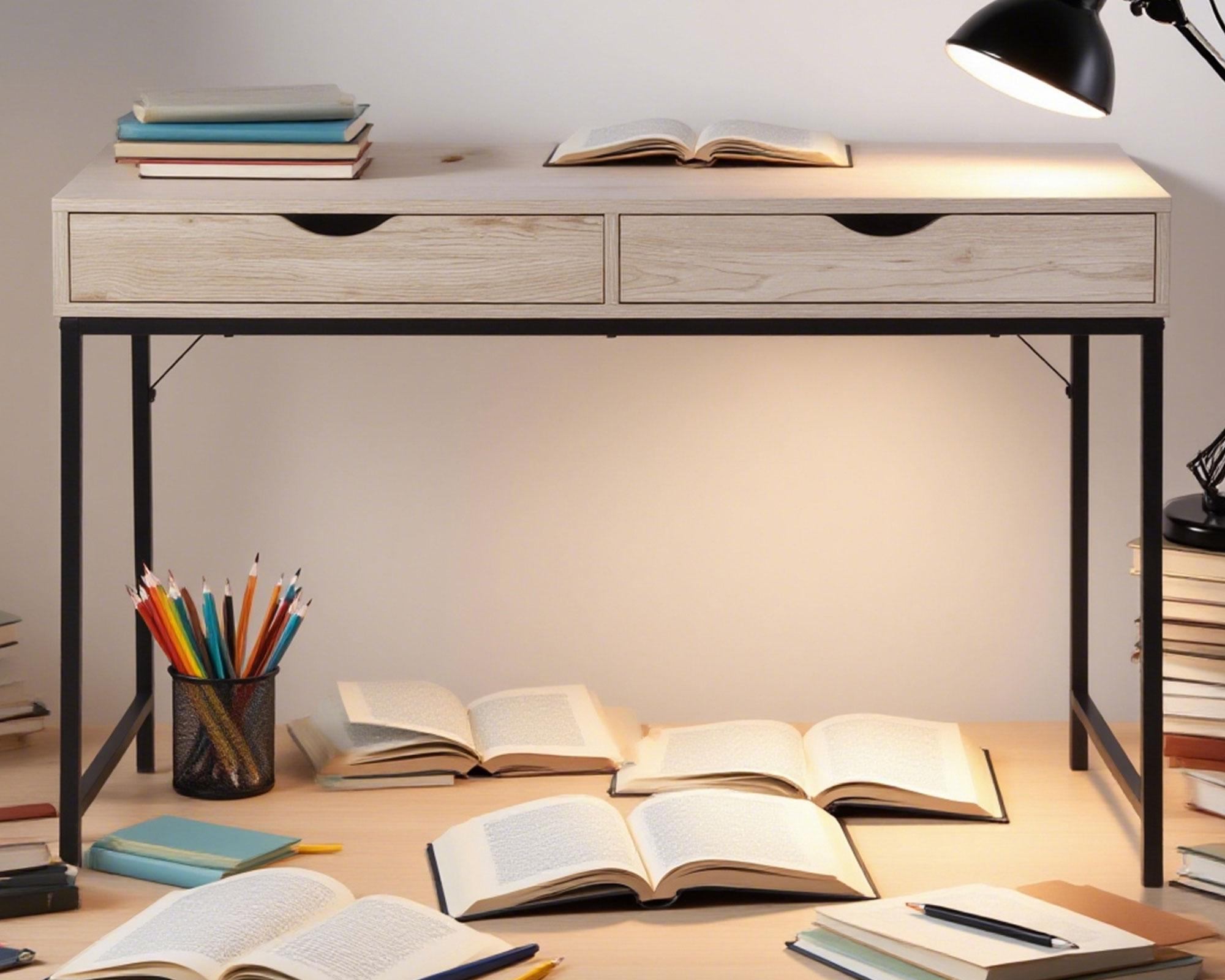 Escritorio Oregón negro/natural 2 cajones-7