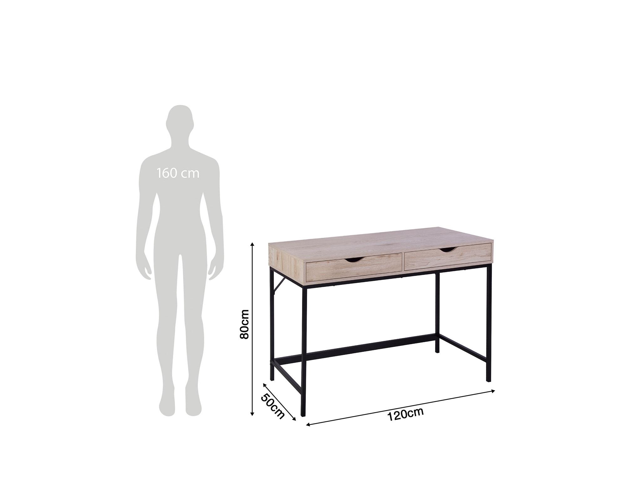 Escritorio Oregón negro/natural 2 cajones-8