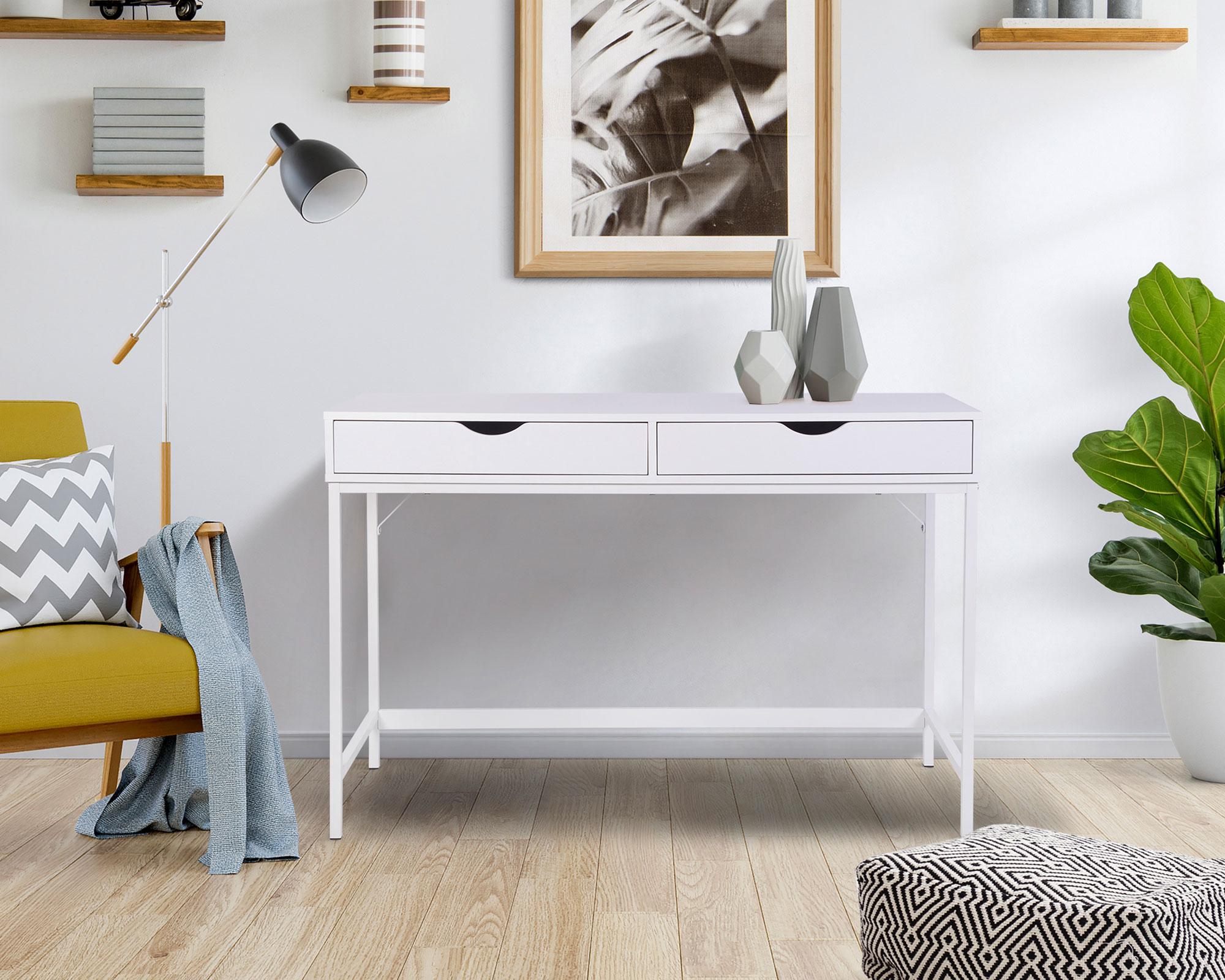 Escritorio Oregón blanco 2 cajones-7