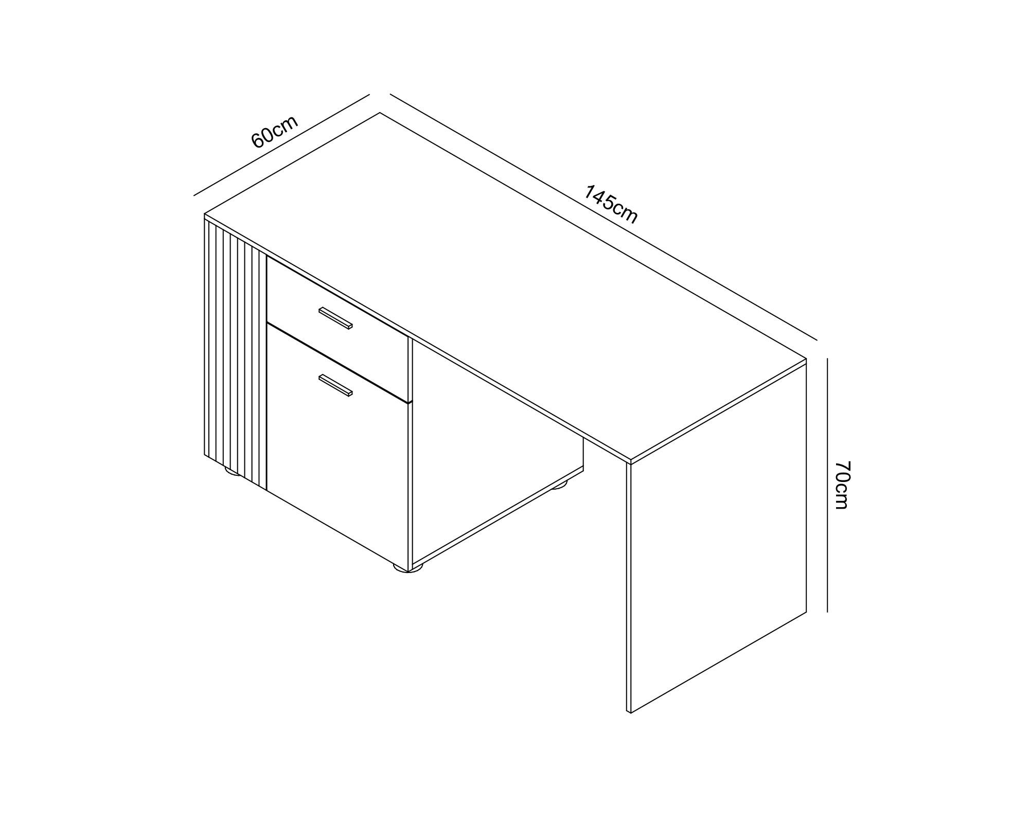 Escritorio Cedar natural/negro 70x145x60 cm-6