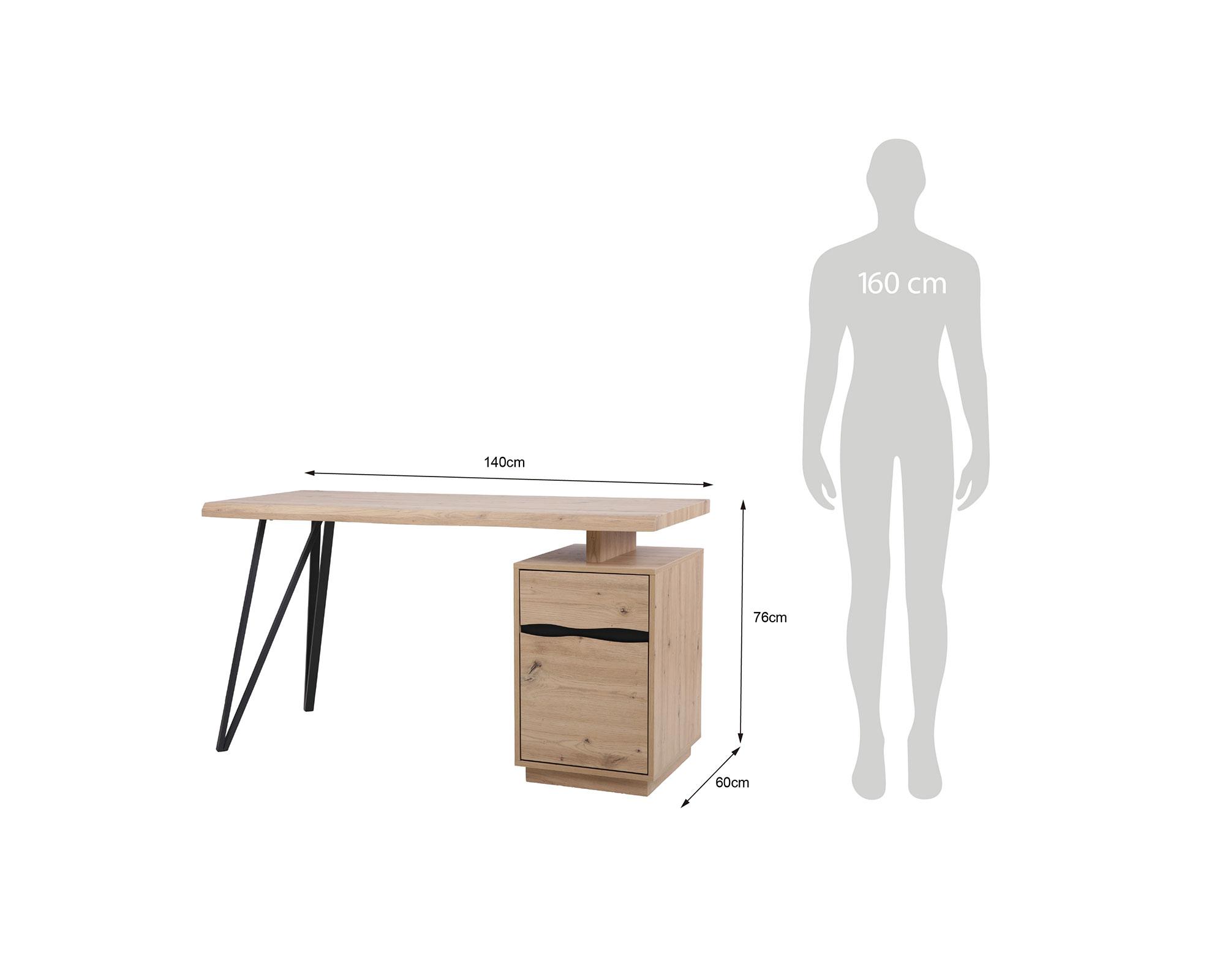 Escritorio Lam 1 puerta 1 cajón 76x140x60 cm-5