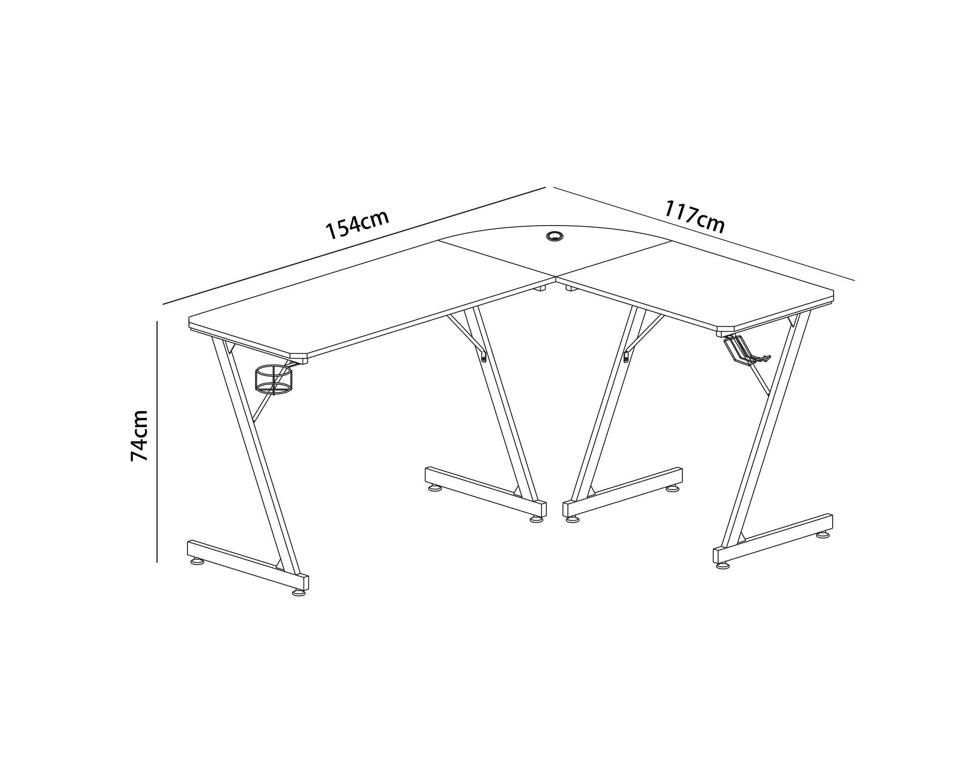 Escritorio esquinero Gamer negro-10