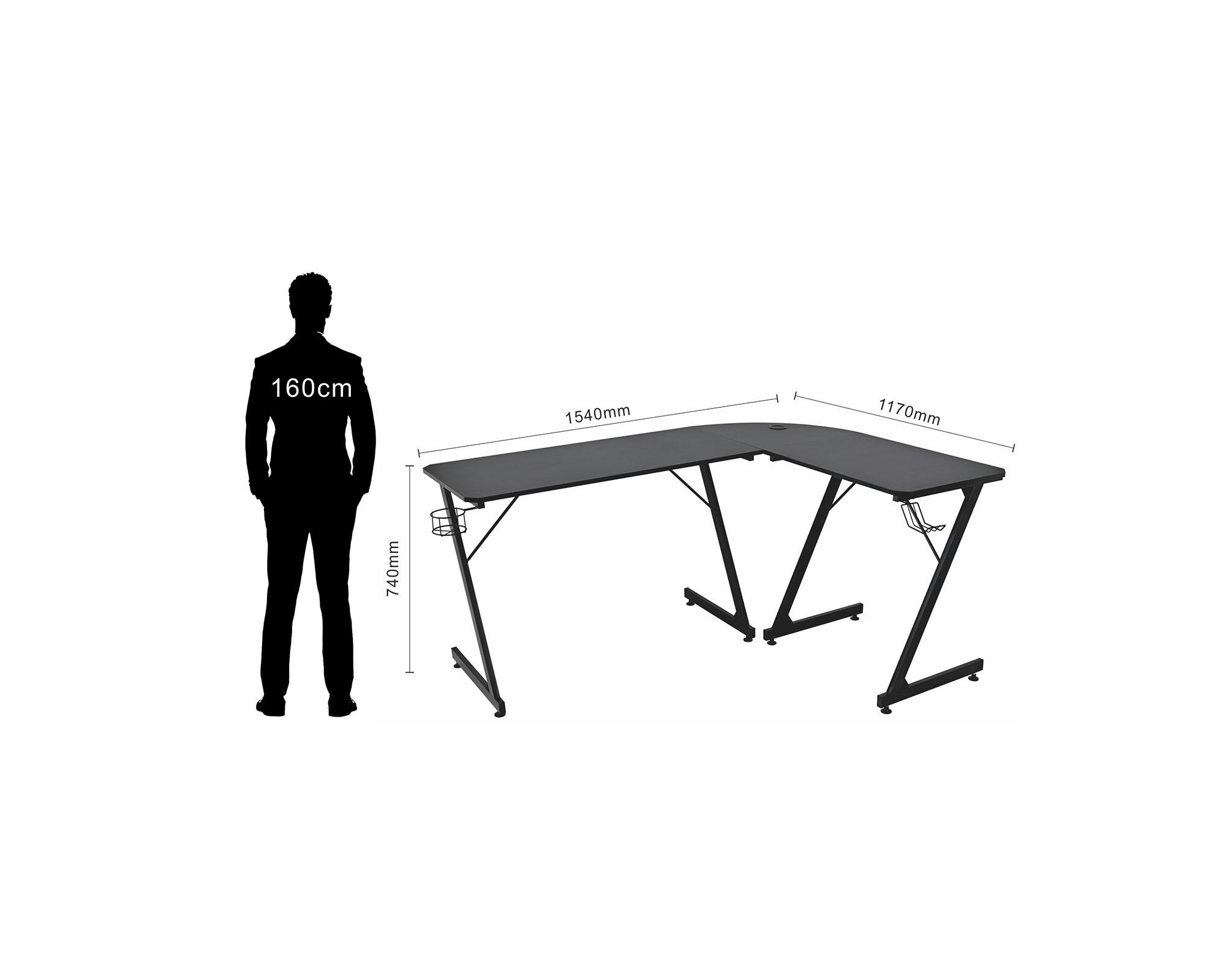 Escritorio esquinero Gamer negro-8